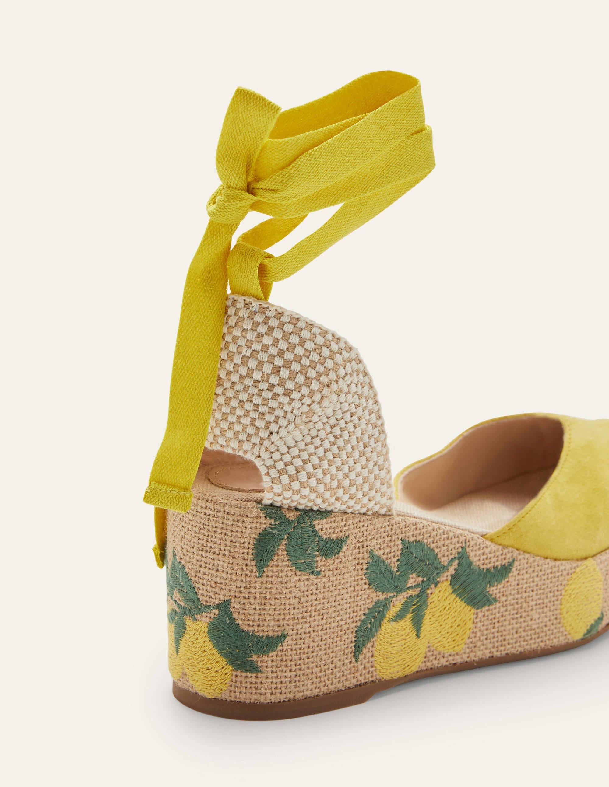 High Espadrille Wedges-Embroidered Lemon - Image 3