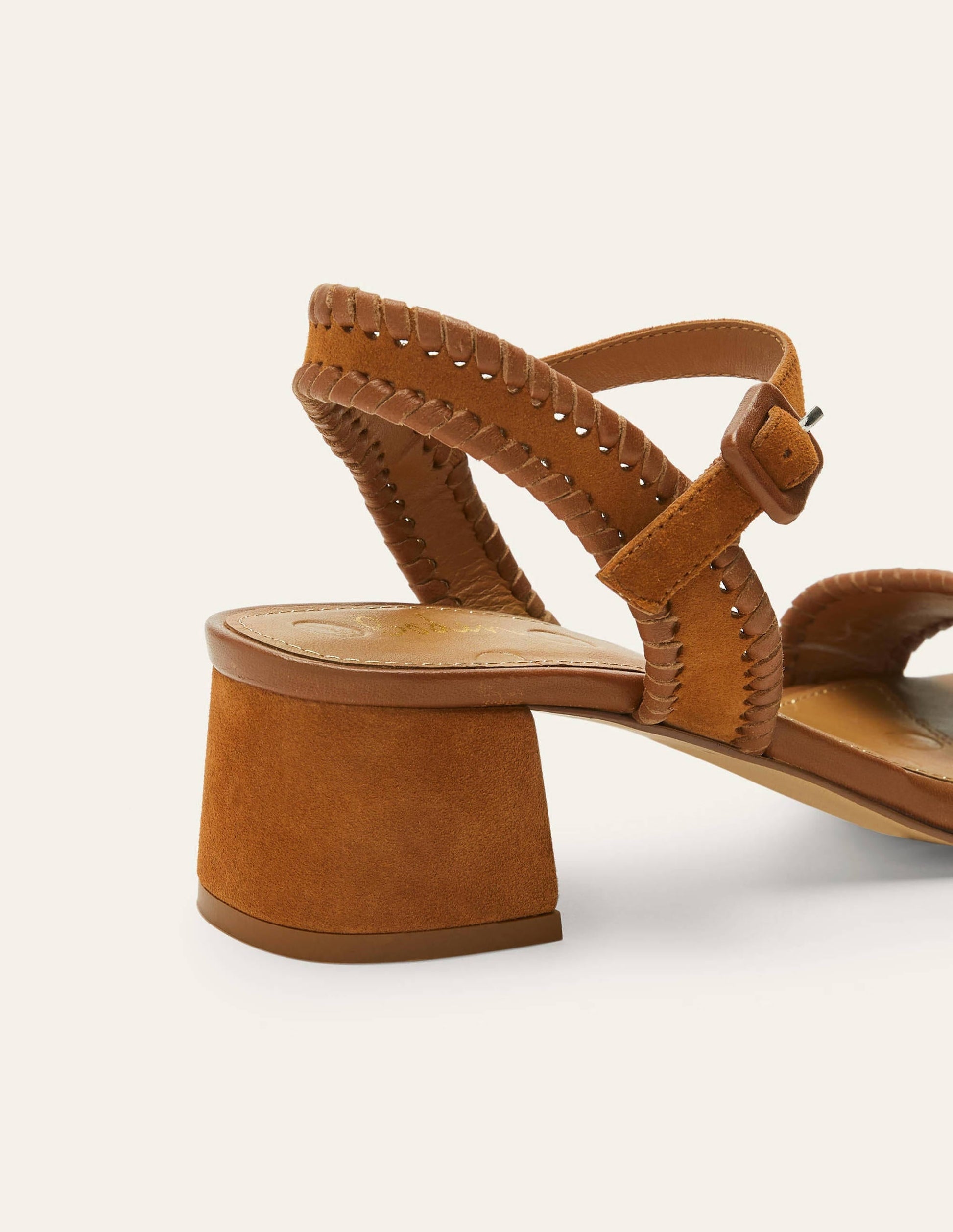 Block Heel Suede Sandals-Tan-3