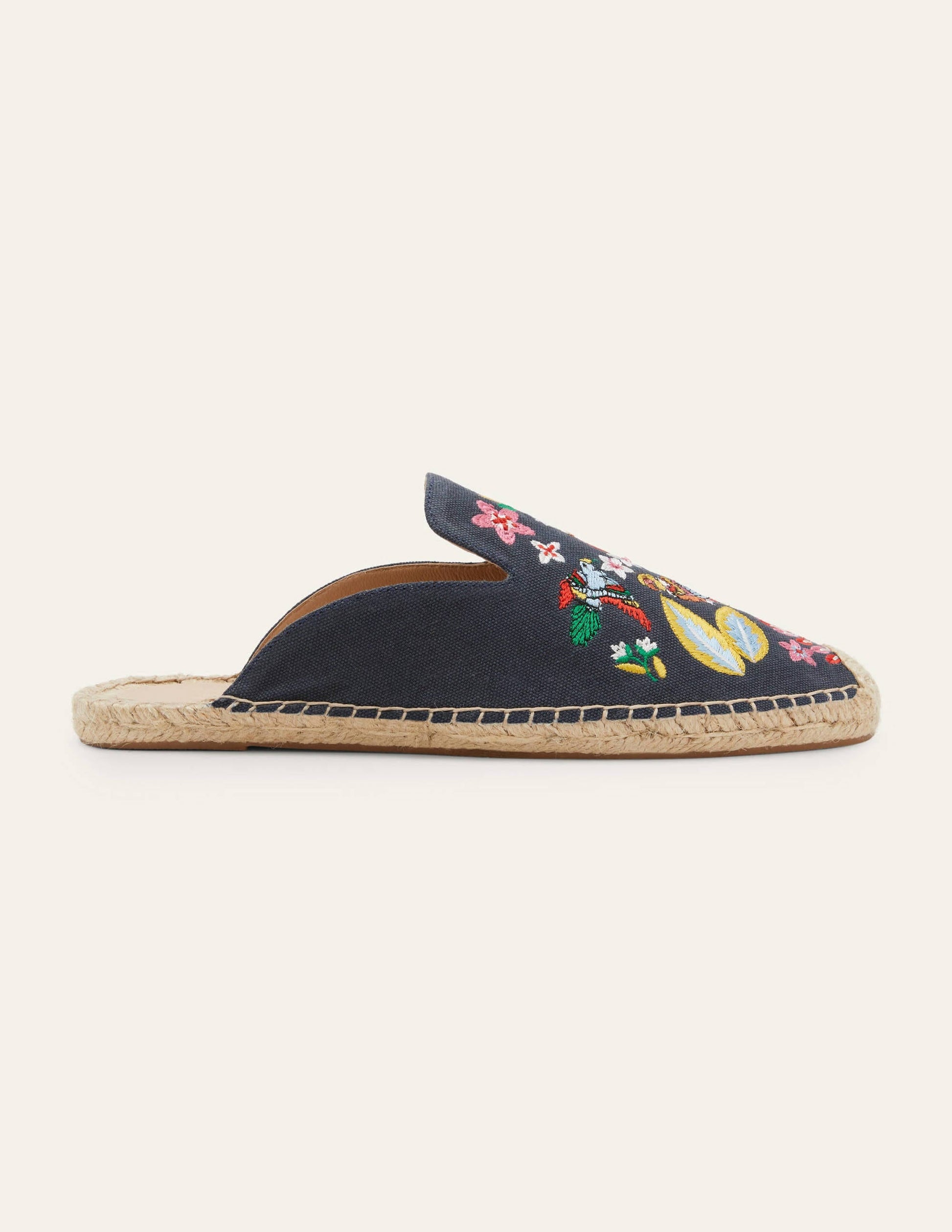 Embroidered Mule Espadrilles-French Navy, Exotic Paradise-2
