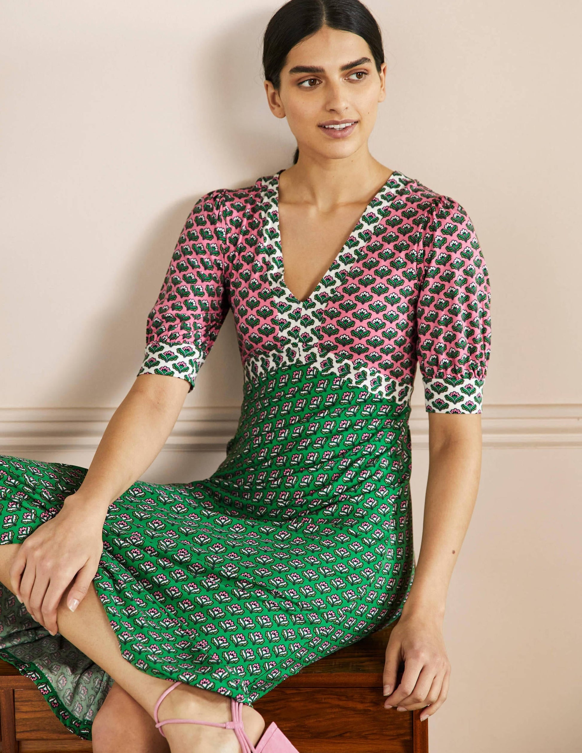 Eva Jersey Midi Dress-Azalea Oriental Bud-4