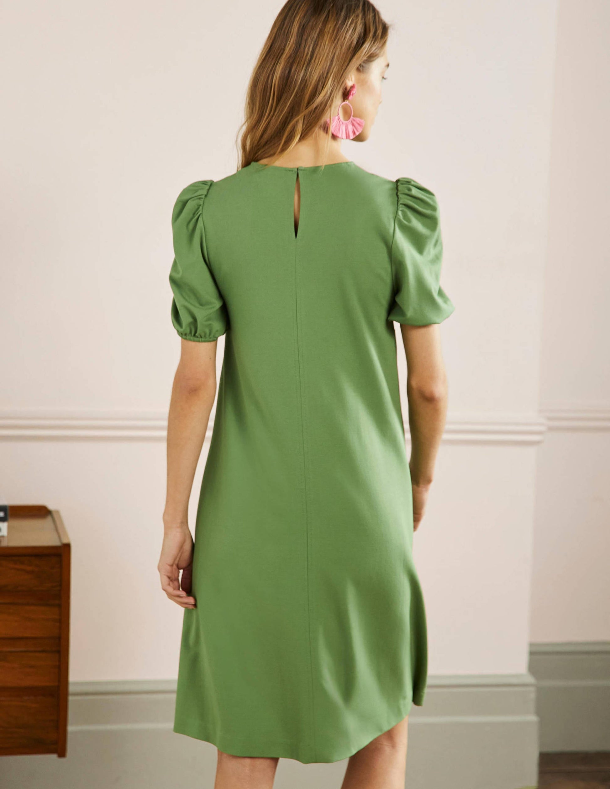 Seam Detail Jersey Shift Dress-English Ivy-3