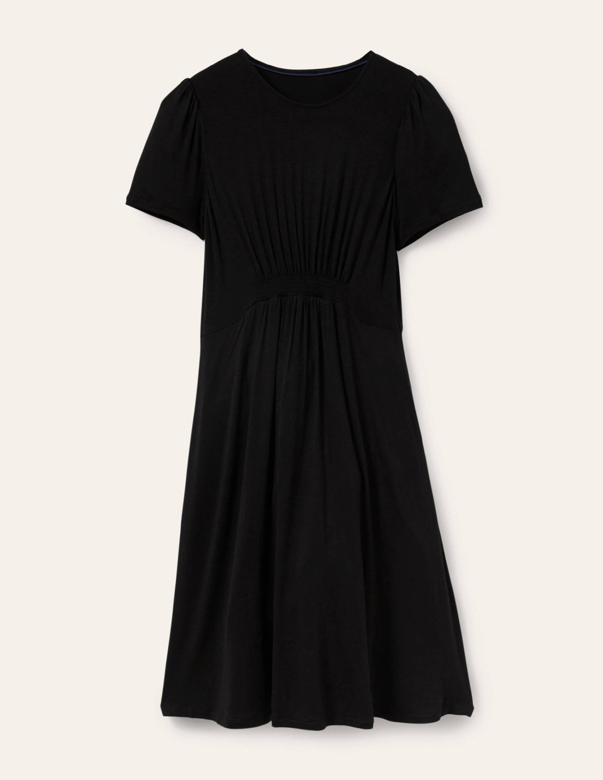 Crew Neck Jersey Dress-Black-5