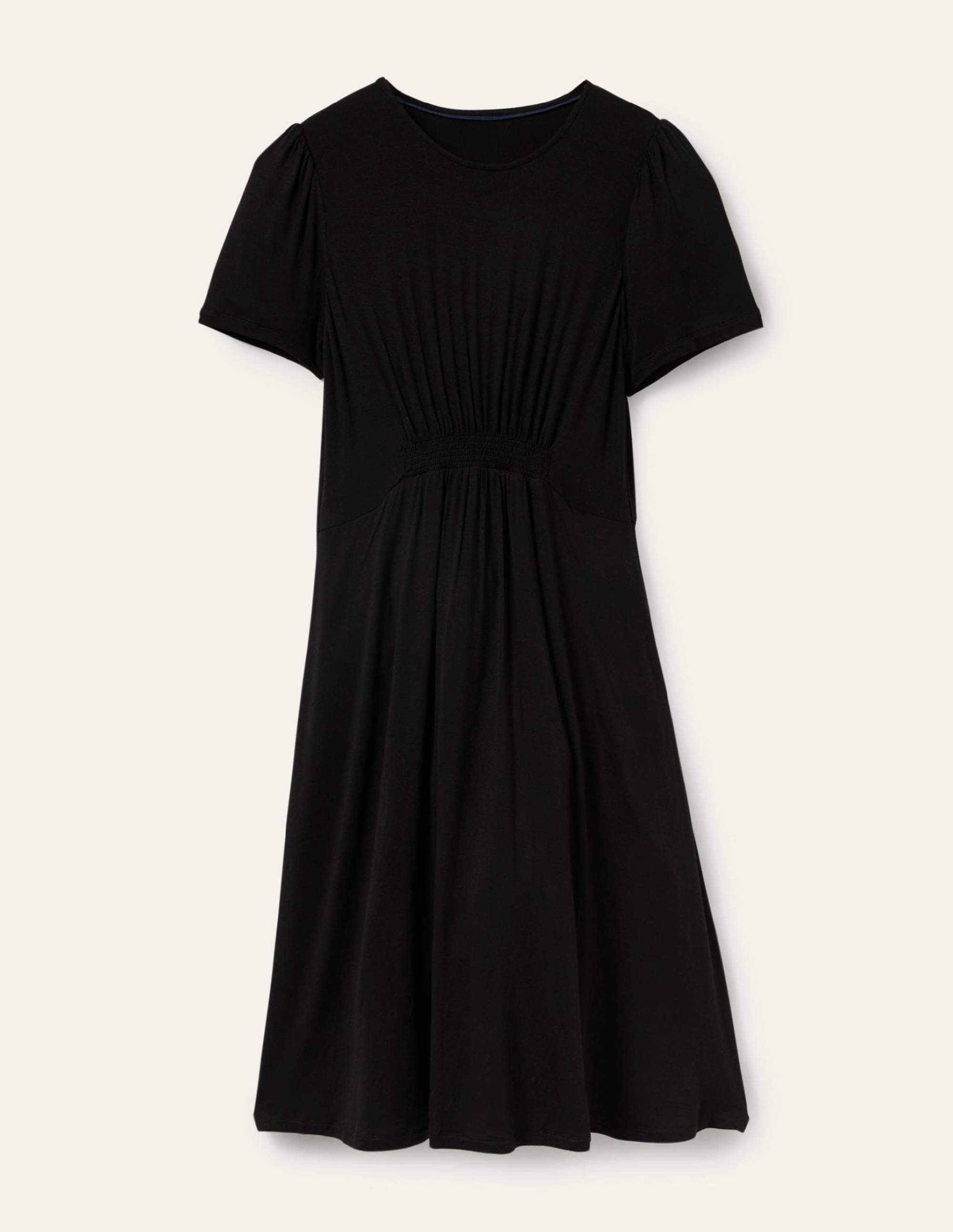 Crew Neck Jersey Dress-Black - Image 5