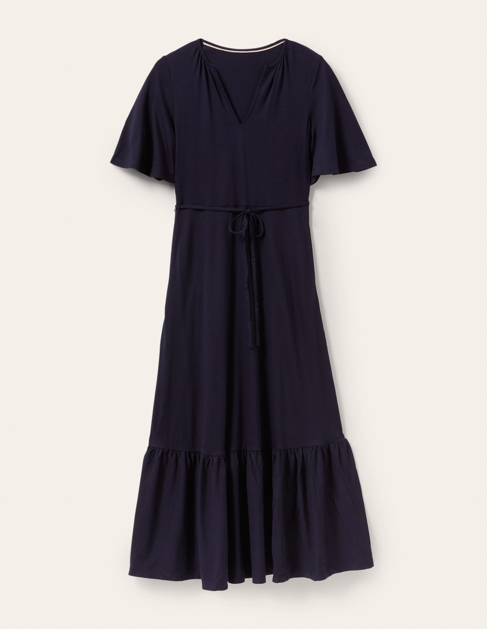 Notch Neck Jersey Maxi Dress-Navy-6