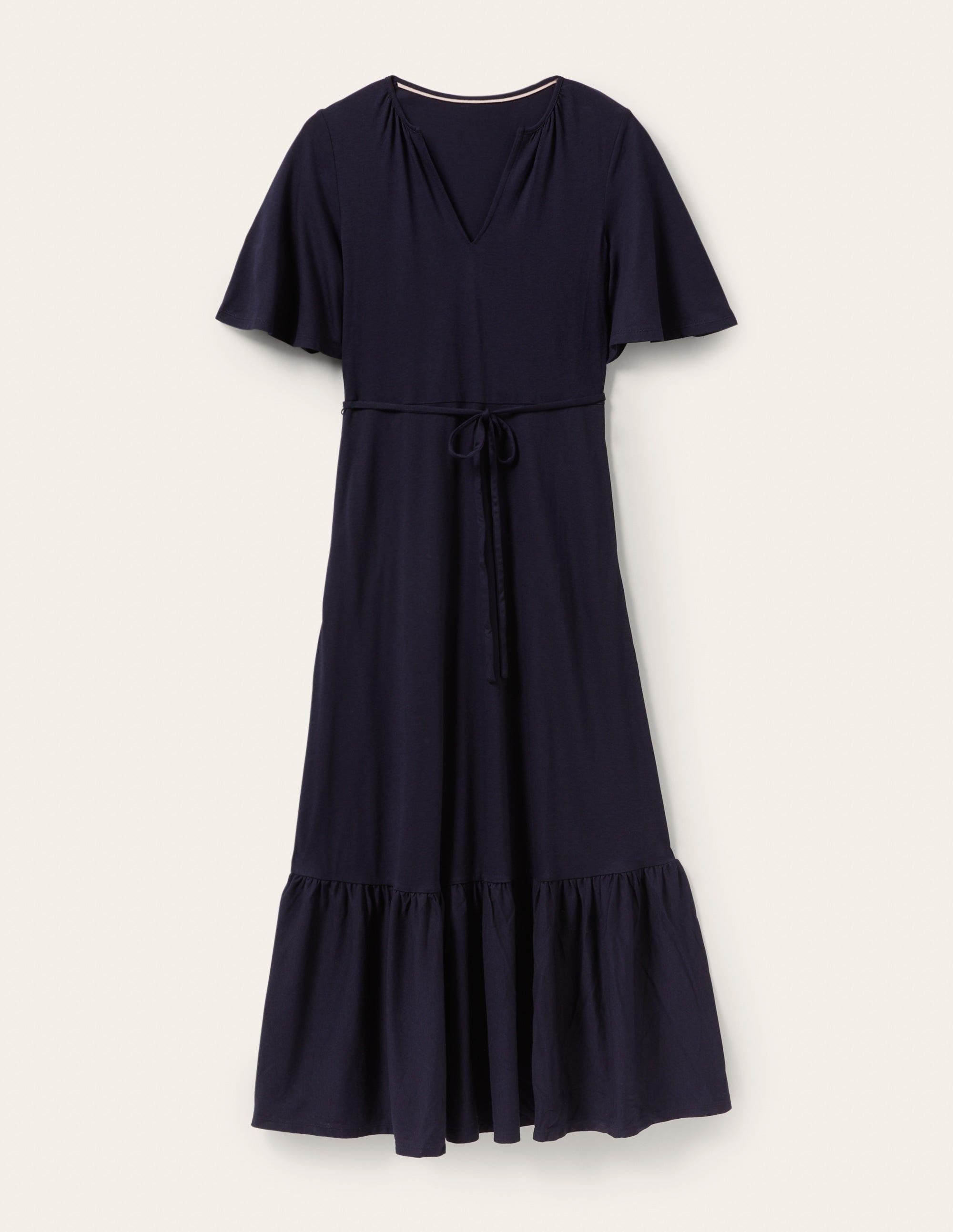 Notch Neck Jersey Maxi Dress-Navy - Image 6