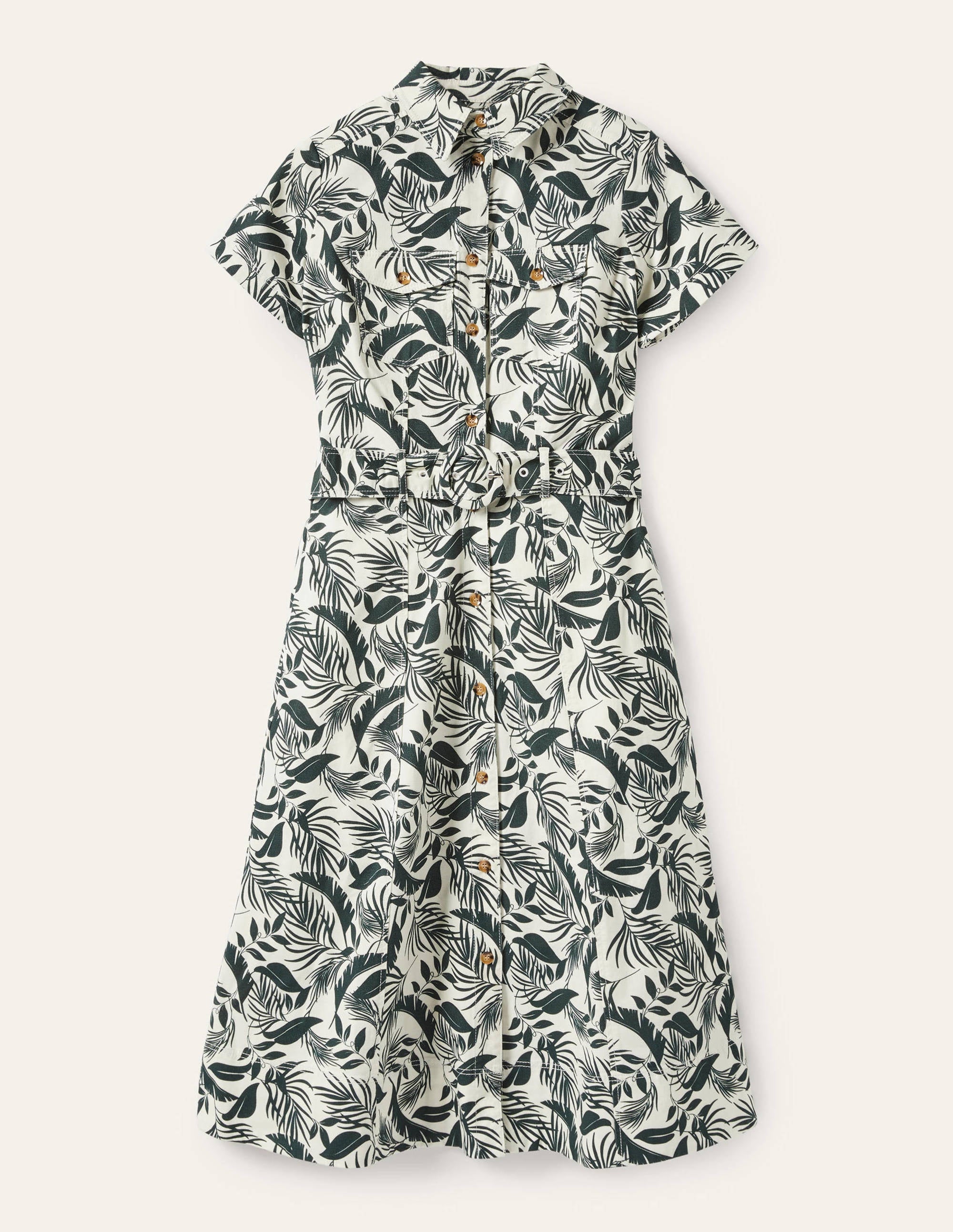 Belted Midi Shirt Dress-Garden, Tropic Foliage - Image 6