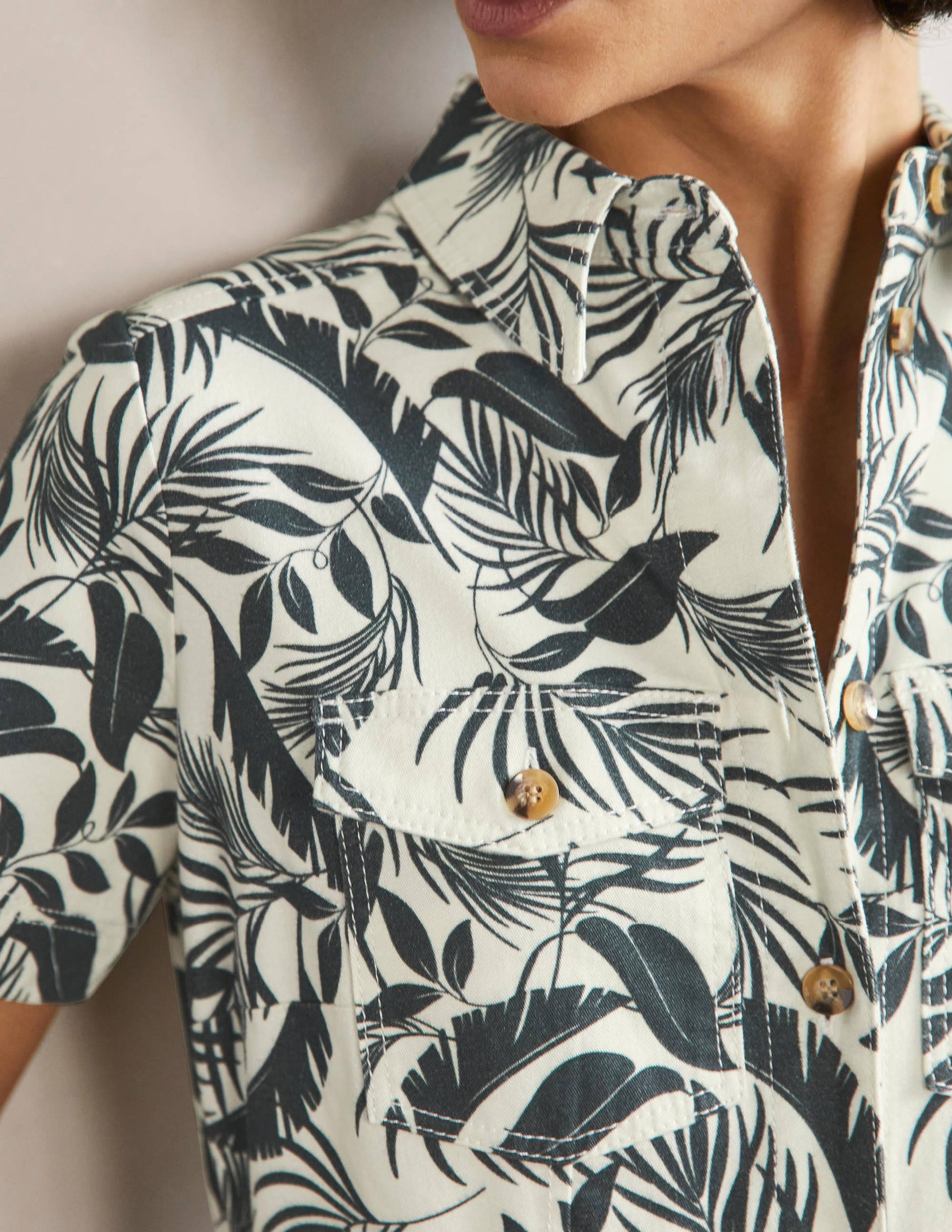 Belted Midi Shirt Dress-Garden, Tropic Foliage-2