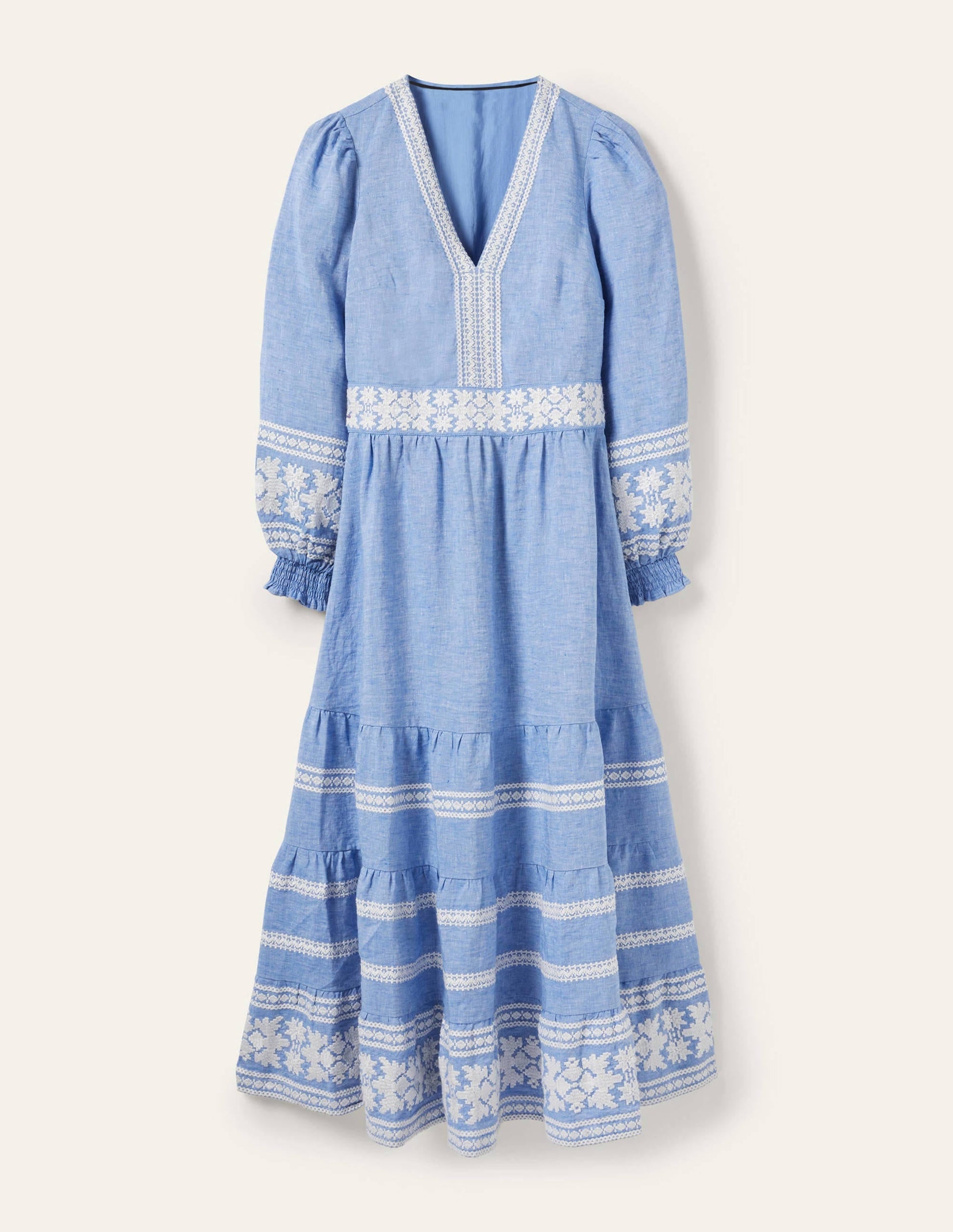 Nadia Embroidered Maxi Dress-Chambray-6