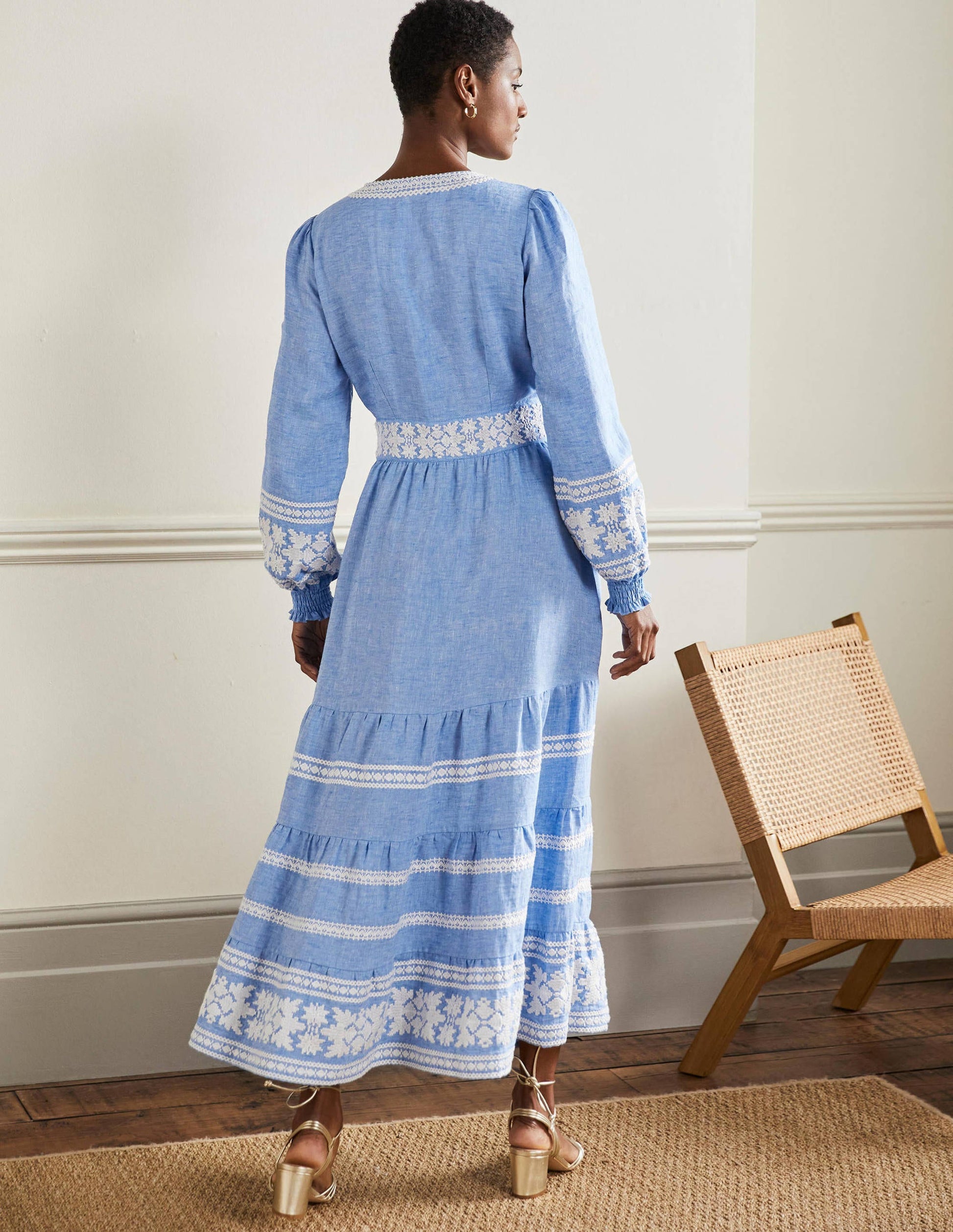Nadia Embroidered Maxi Dress-Chambray-3