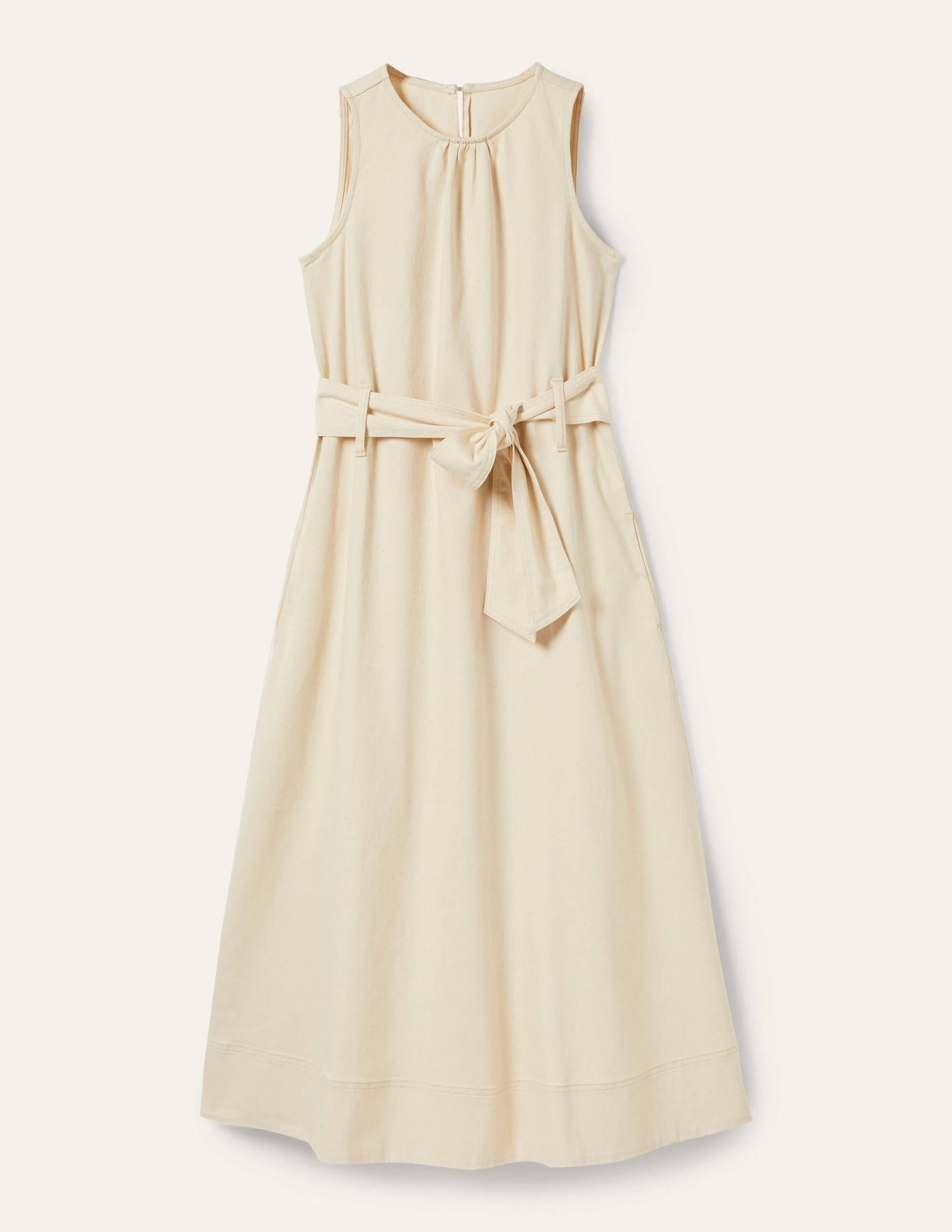 Sleeveless Belted Midi Dress-Ecru - Image 6