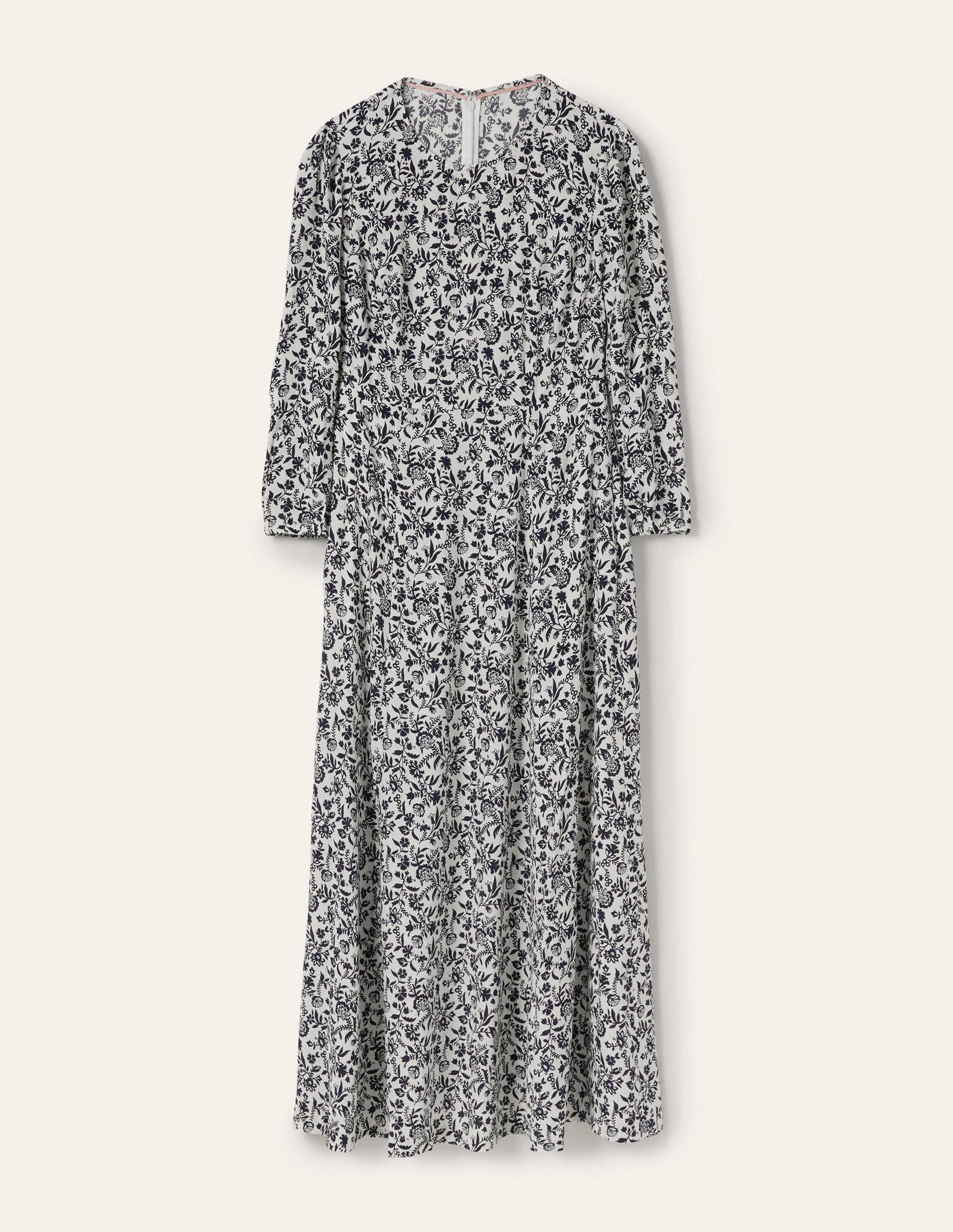 Crew Neck Maxi Dress-Navy, Flora Charm-11