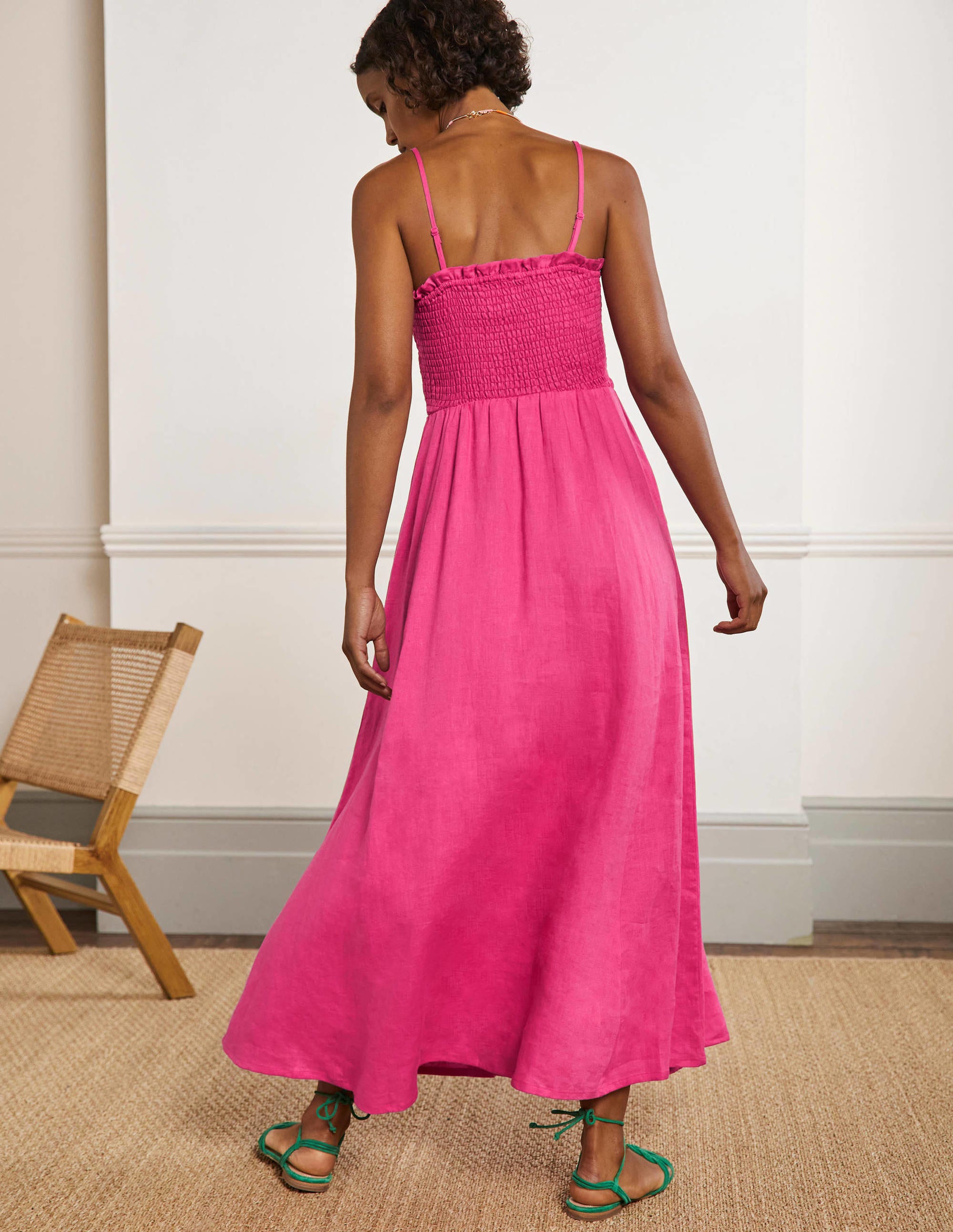 Strapless Linen Midi Dress-Pop Pansy - Image 3