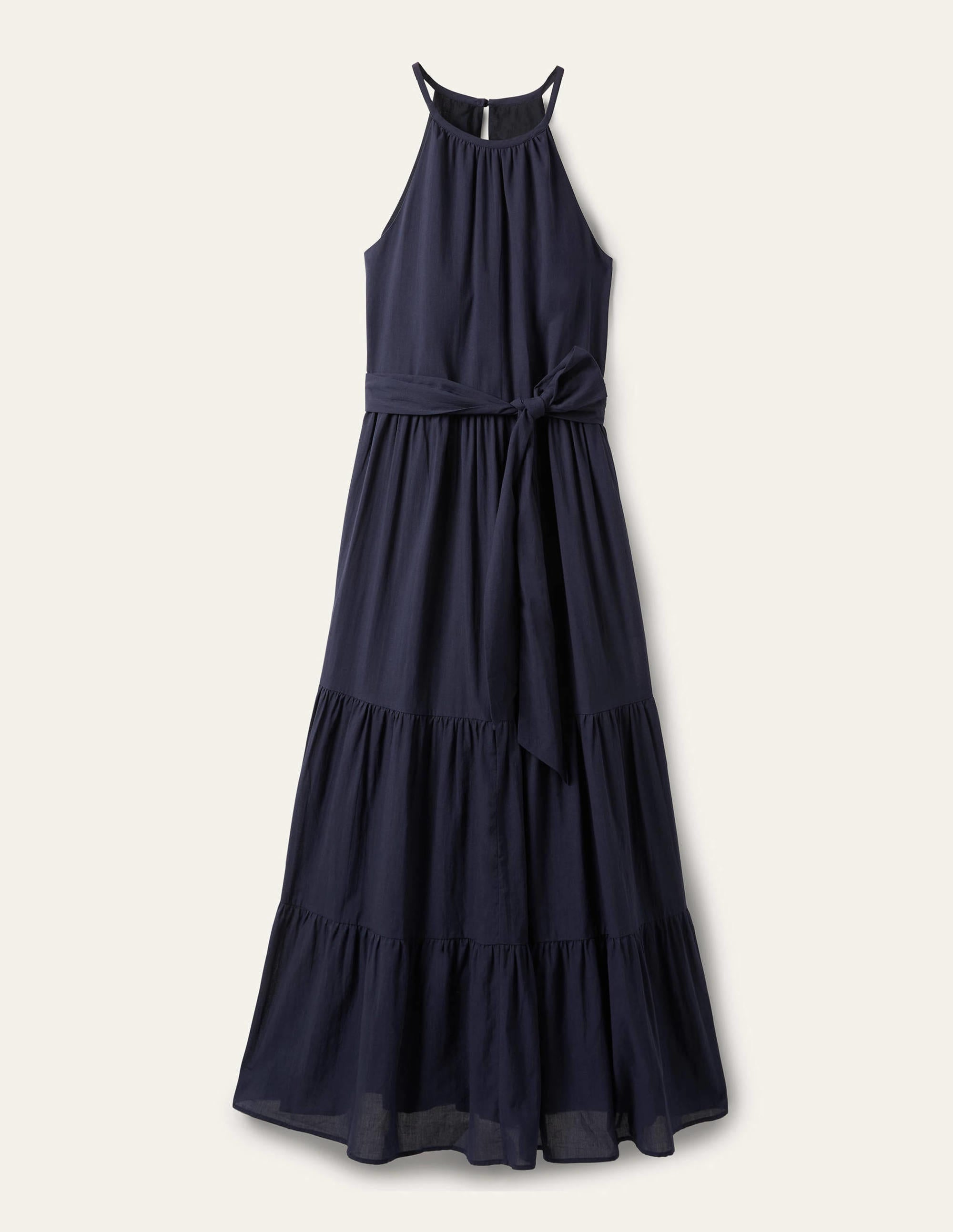 Halterneck Tiered Maxi Dress-Navy - Image 6