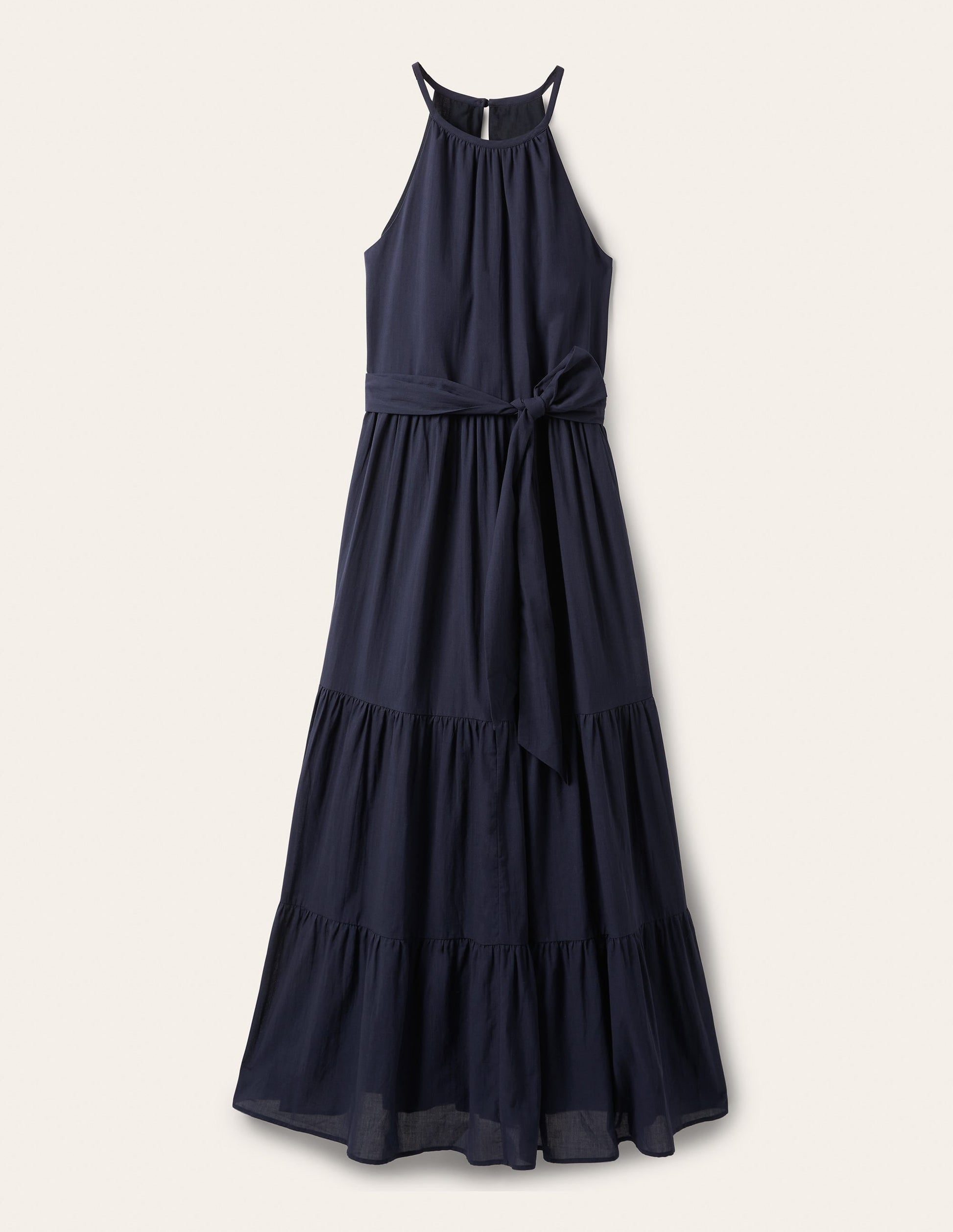 Halterneck Tiered Maxi Dress-Navy-7