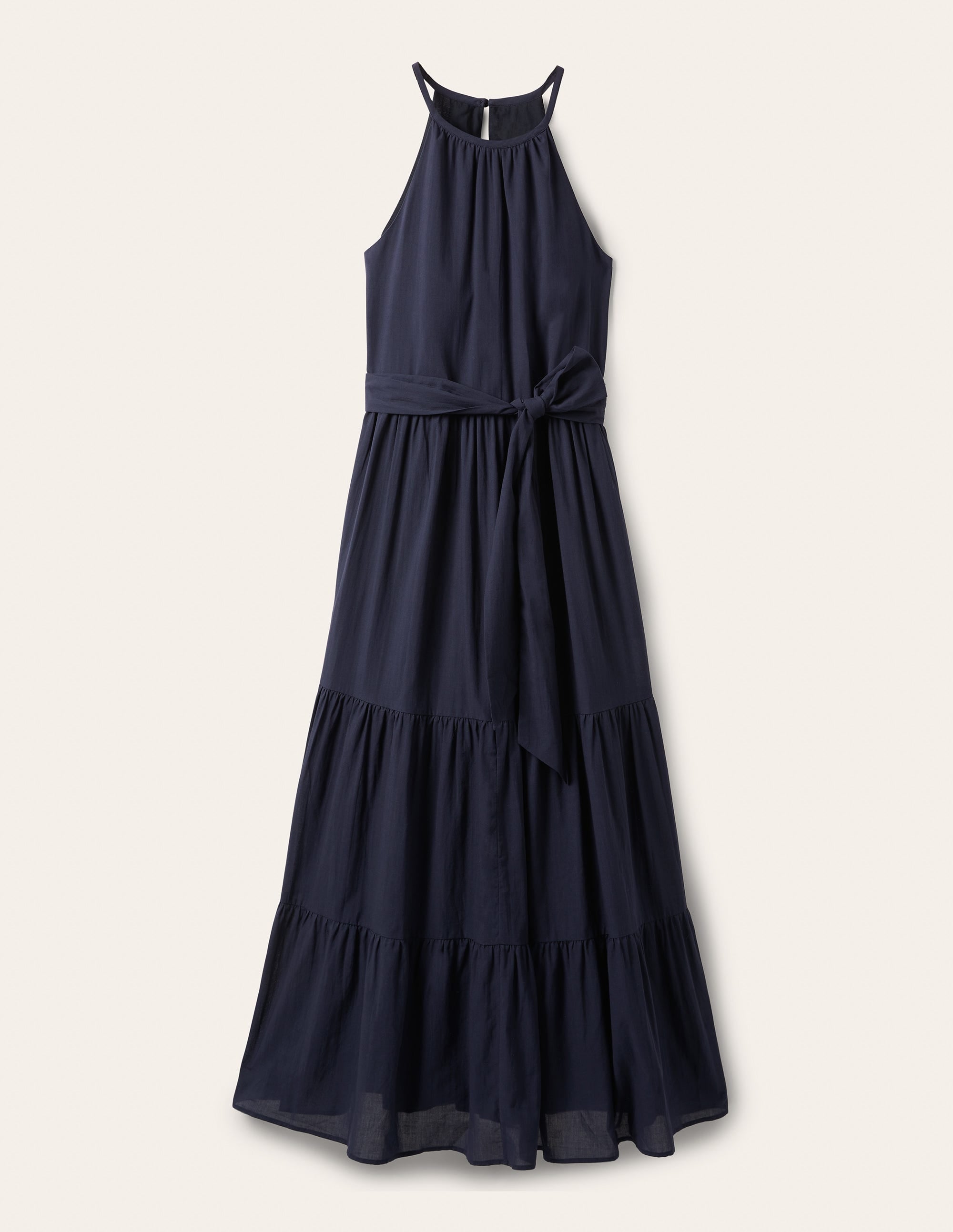 Halterneck Tiered Maxi Dress-Navy - Image 7