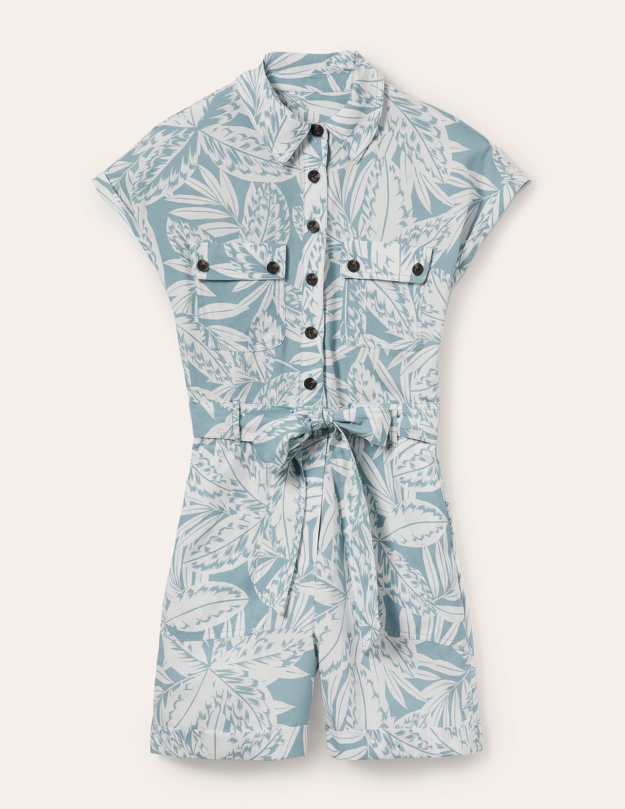 Pocket Detail Playsuit-Mountain Spring, Exotic Leaves - Image 6