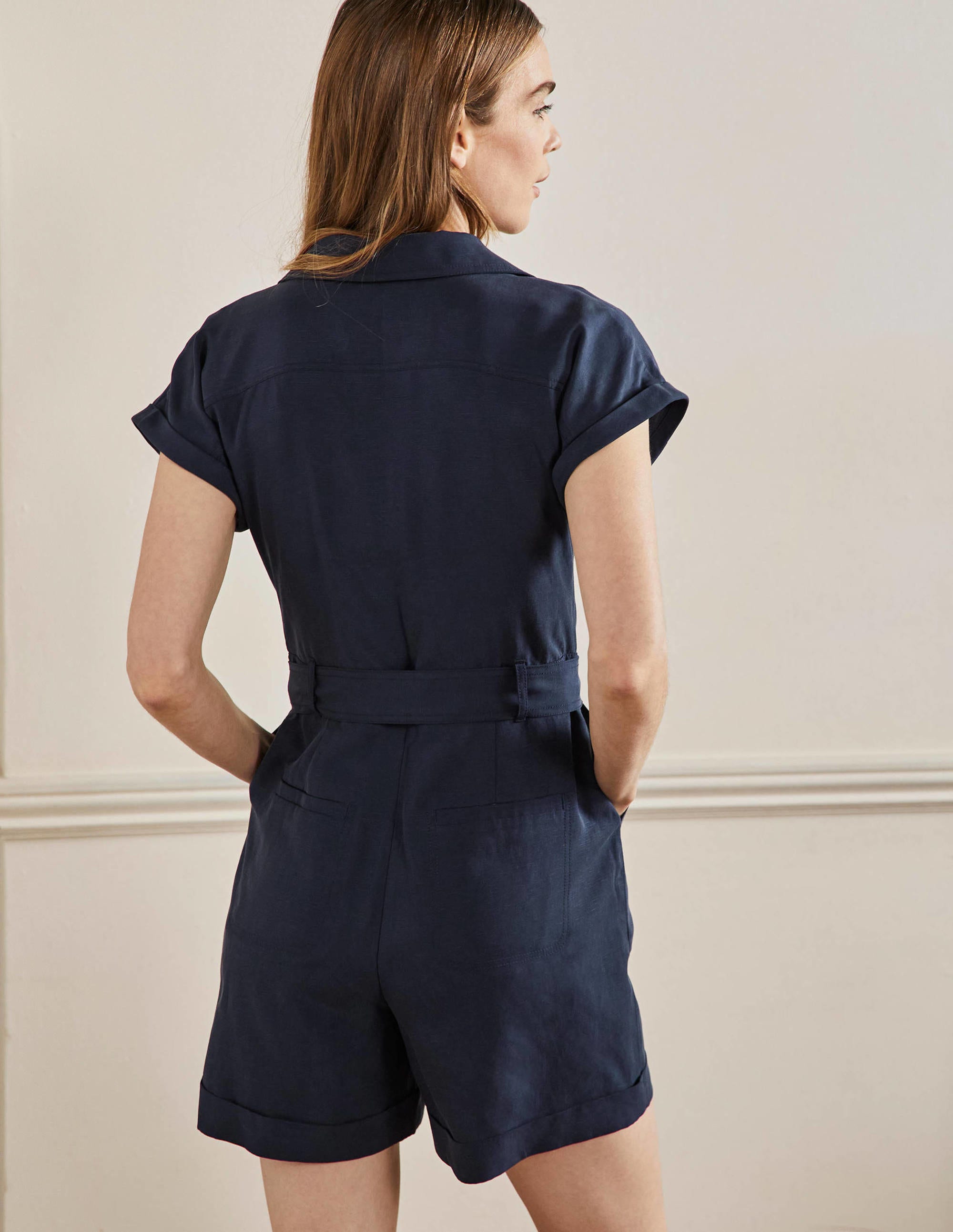 Pocket Detail Playsuit-Navy - Image 3