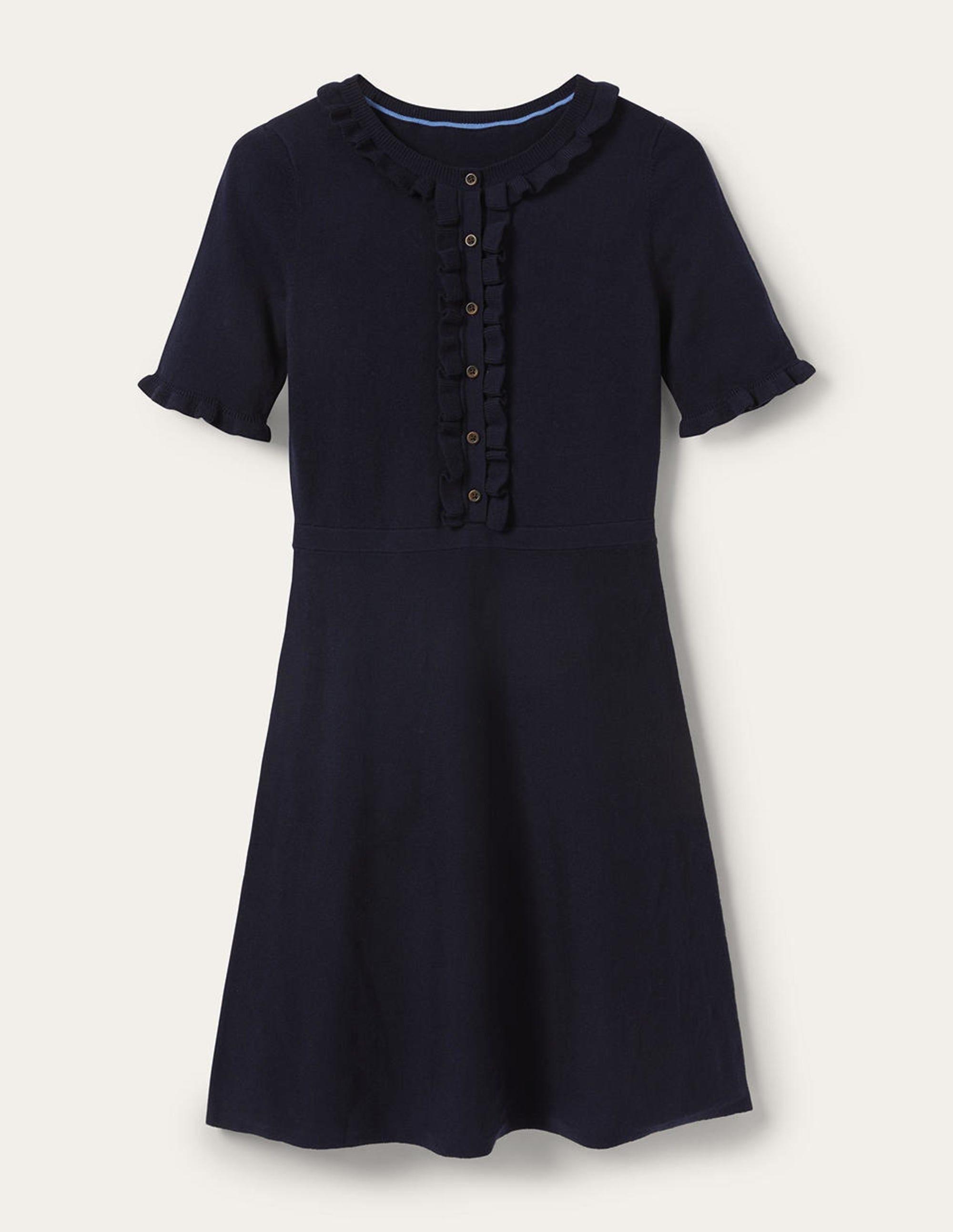 Frill Detail Knitted Dress-Navy - Image 5