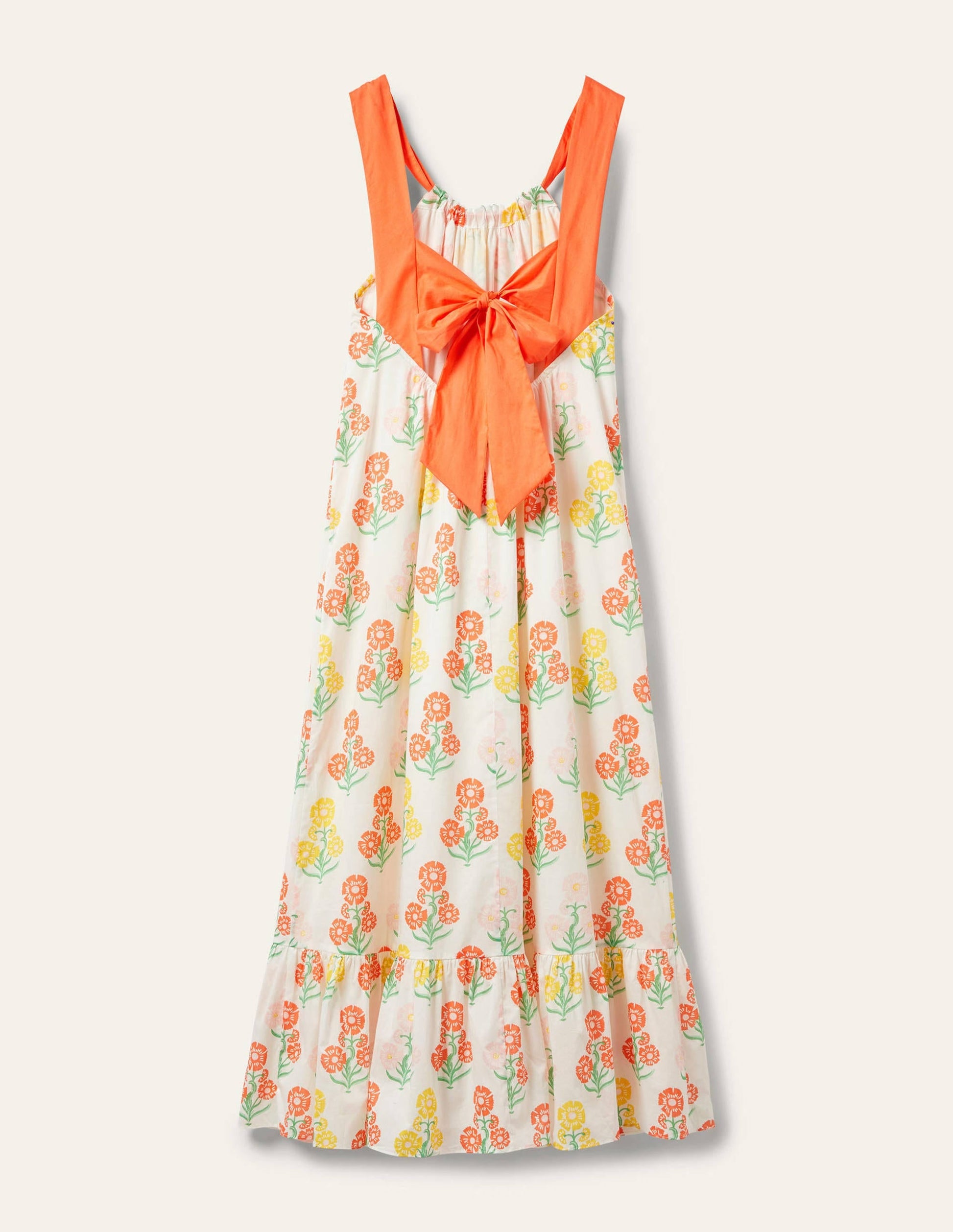 Nadine Tie Back Maxi  Dress-Molly Mahon Flower Woodblock-12