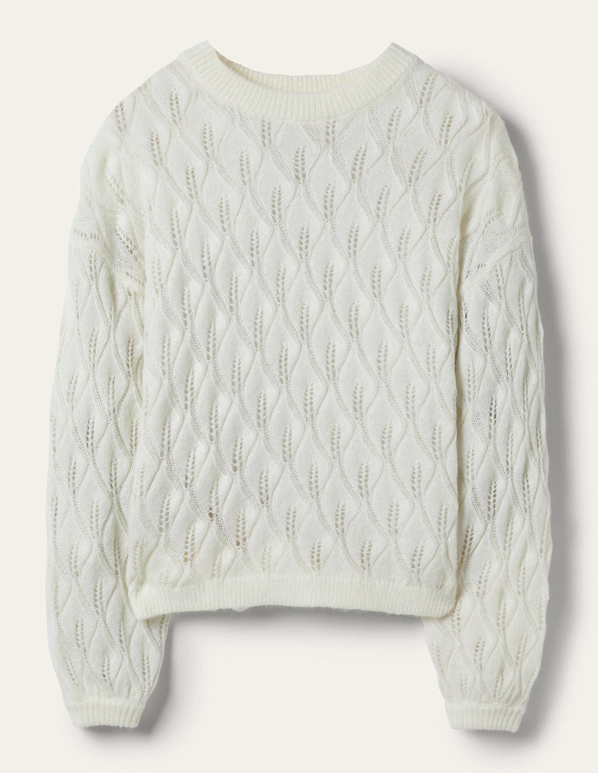 Pointelle Fluffy Jumper-Ivory-7