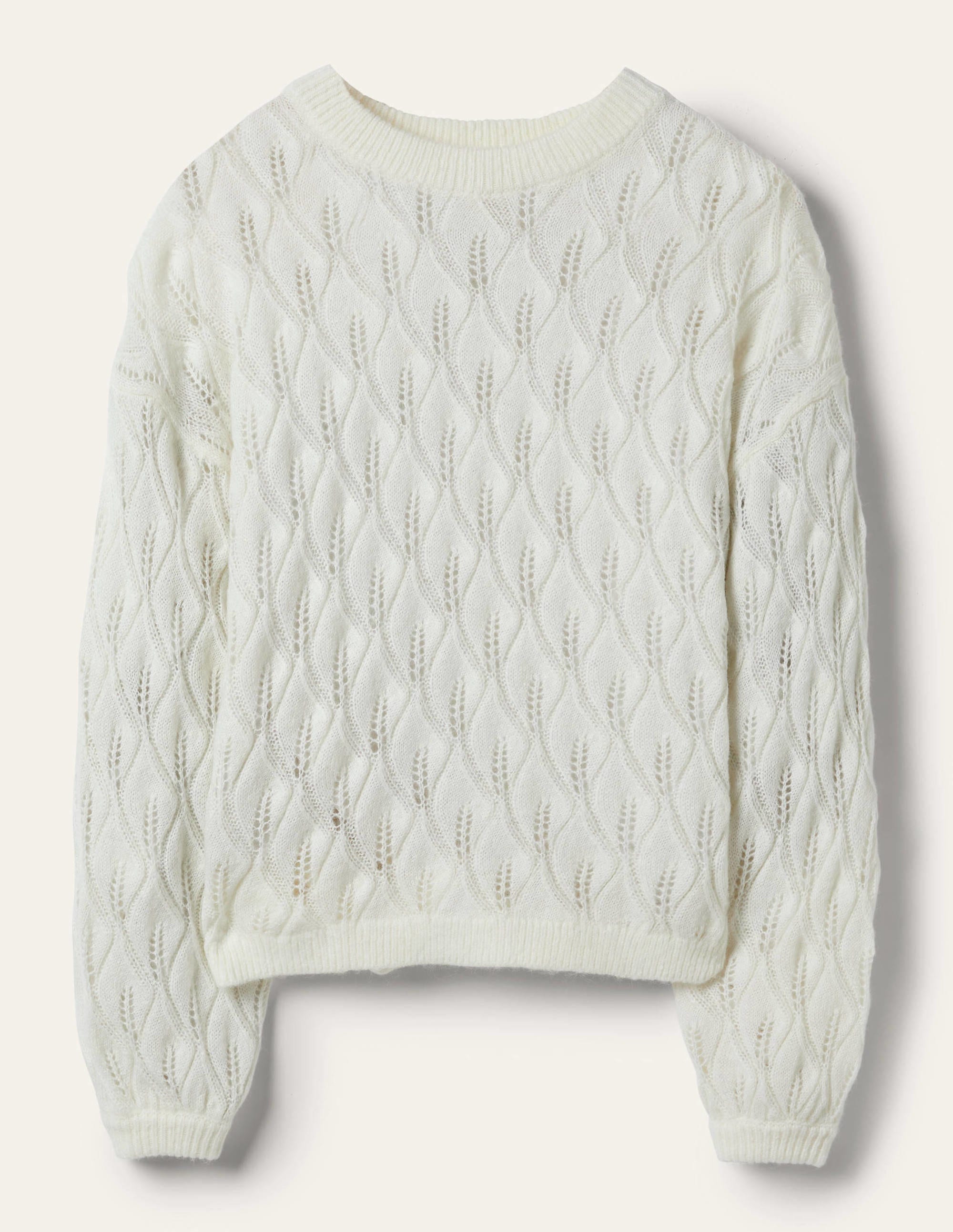 Pointelle Fluffy Jumper-Ivory - Image 7