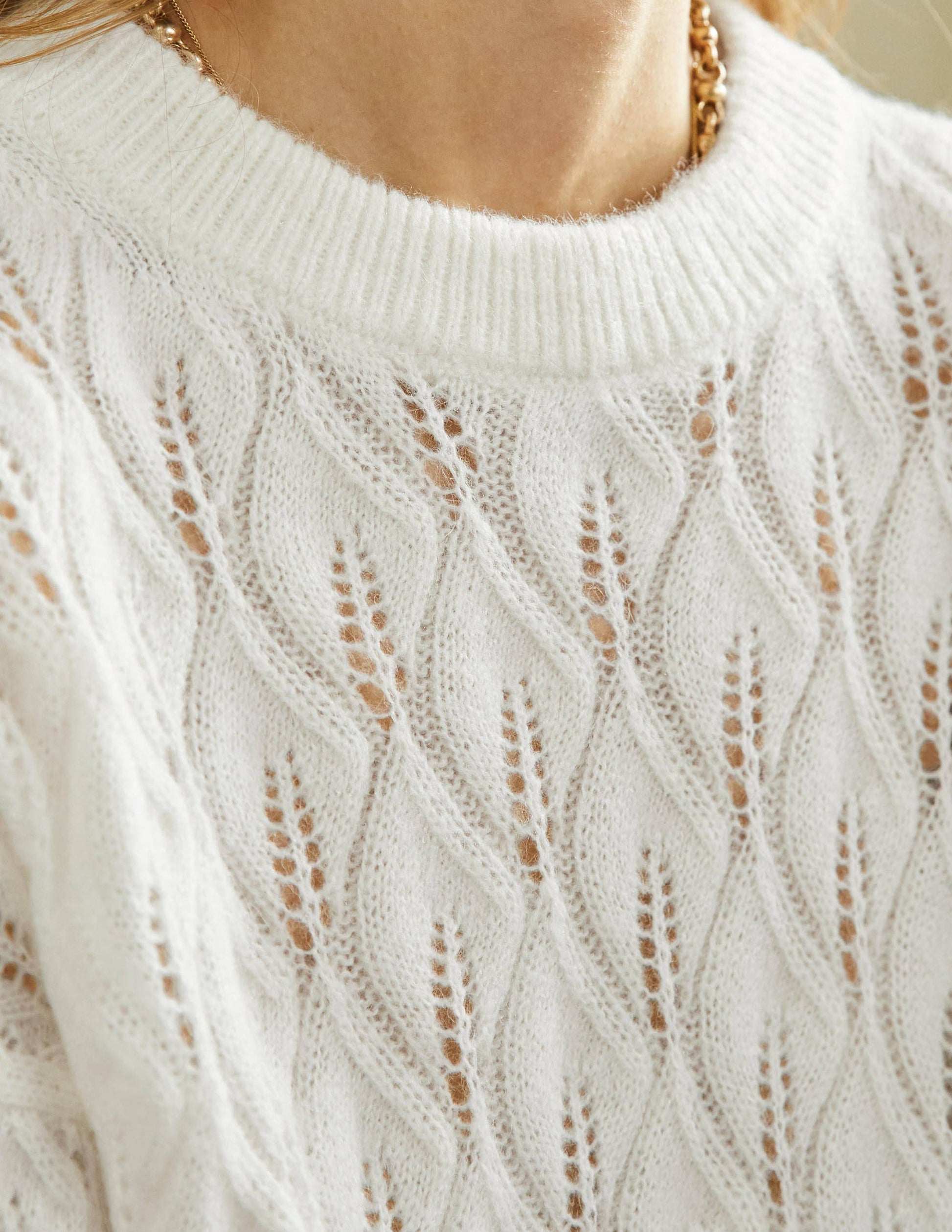 Pointelle Fluffy Jumper-Ivory-2