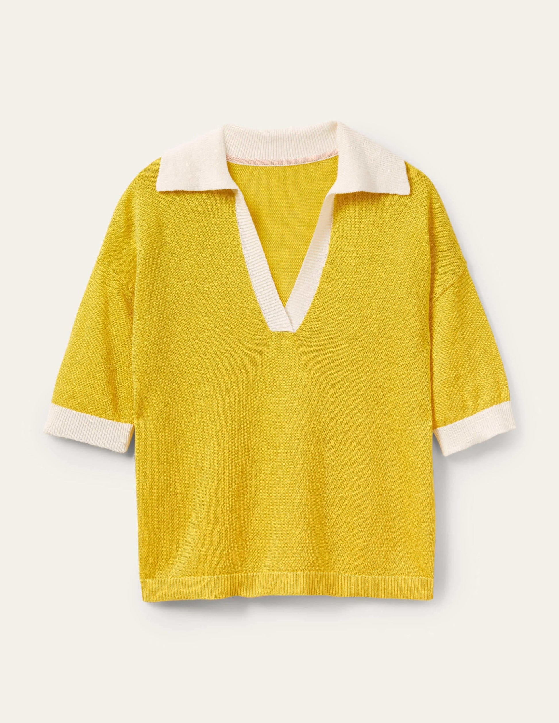 Linen Collared Jumper-Lemon Fizz, Ivory-7