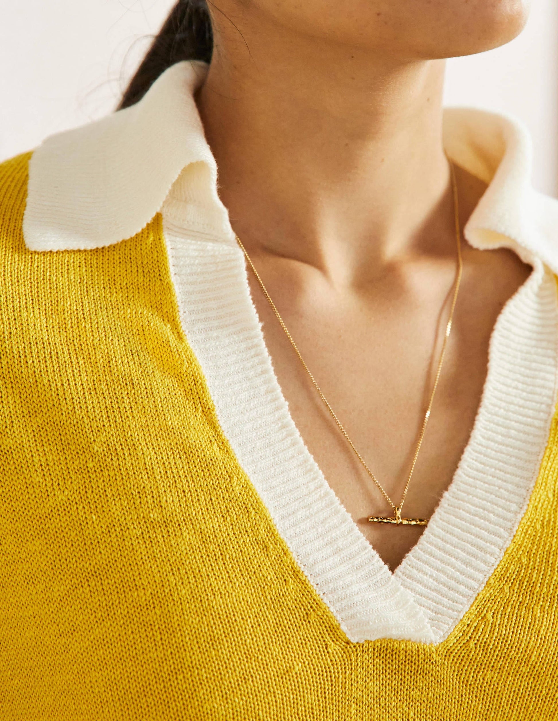 Linen Collared Jumper-Lemon Fizz, Ivory-2