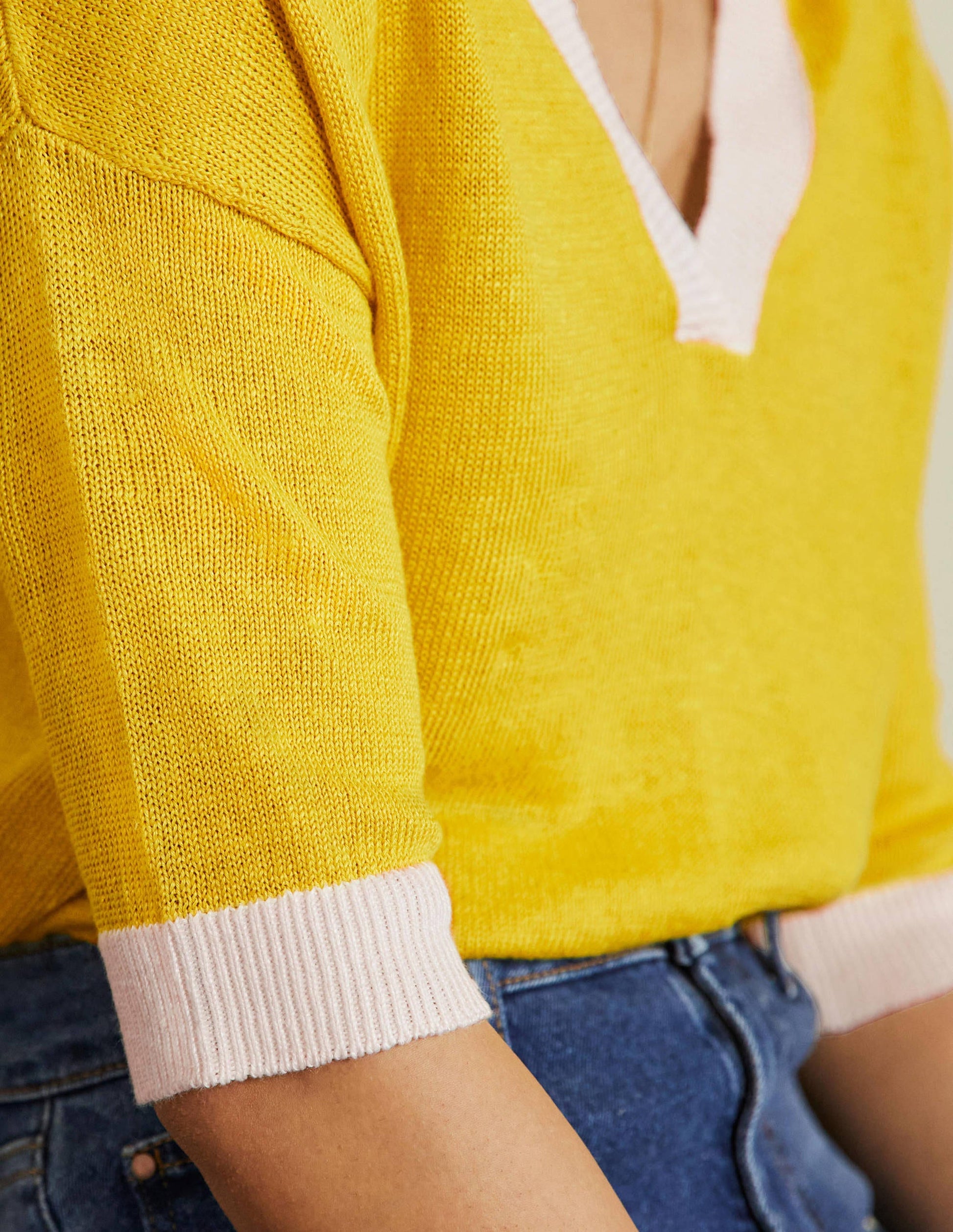 Linen Collared Jumper-Lemon Fizz, Ivory-5