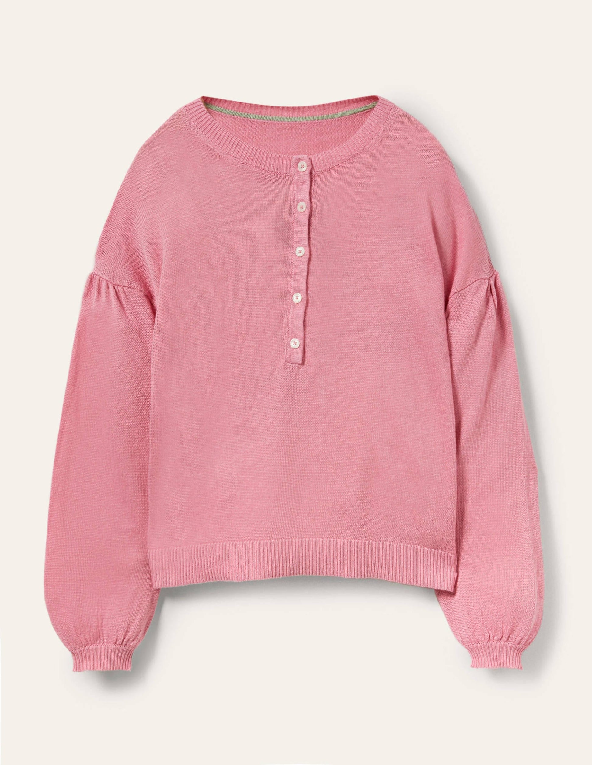Leandra Linen Henley Jumper-Posy Pink-6