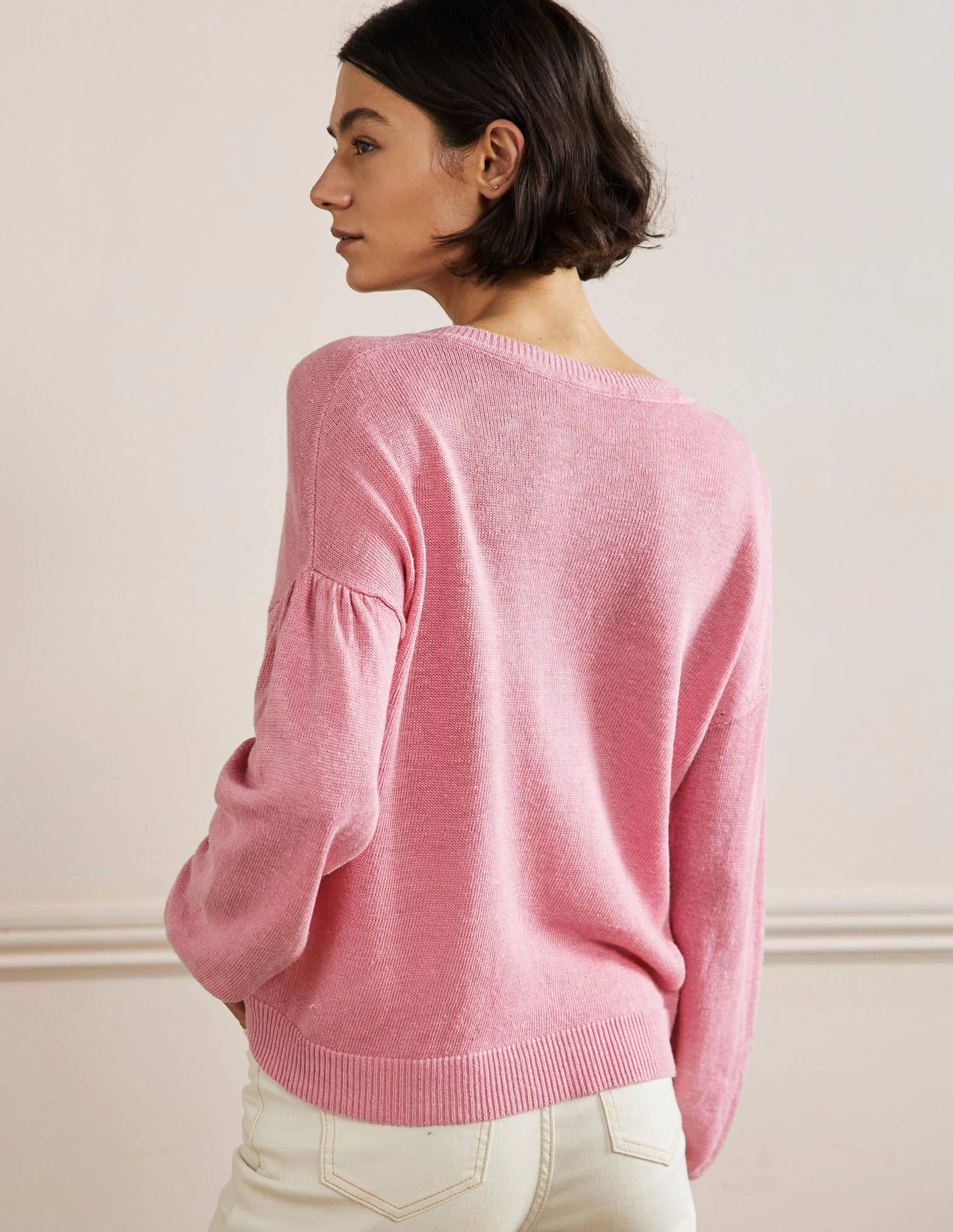 Leandra Linen Henley Jumper-Posy Pink-3