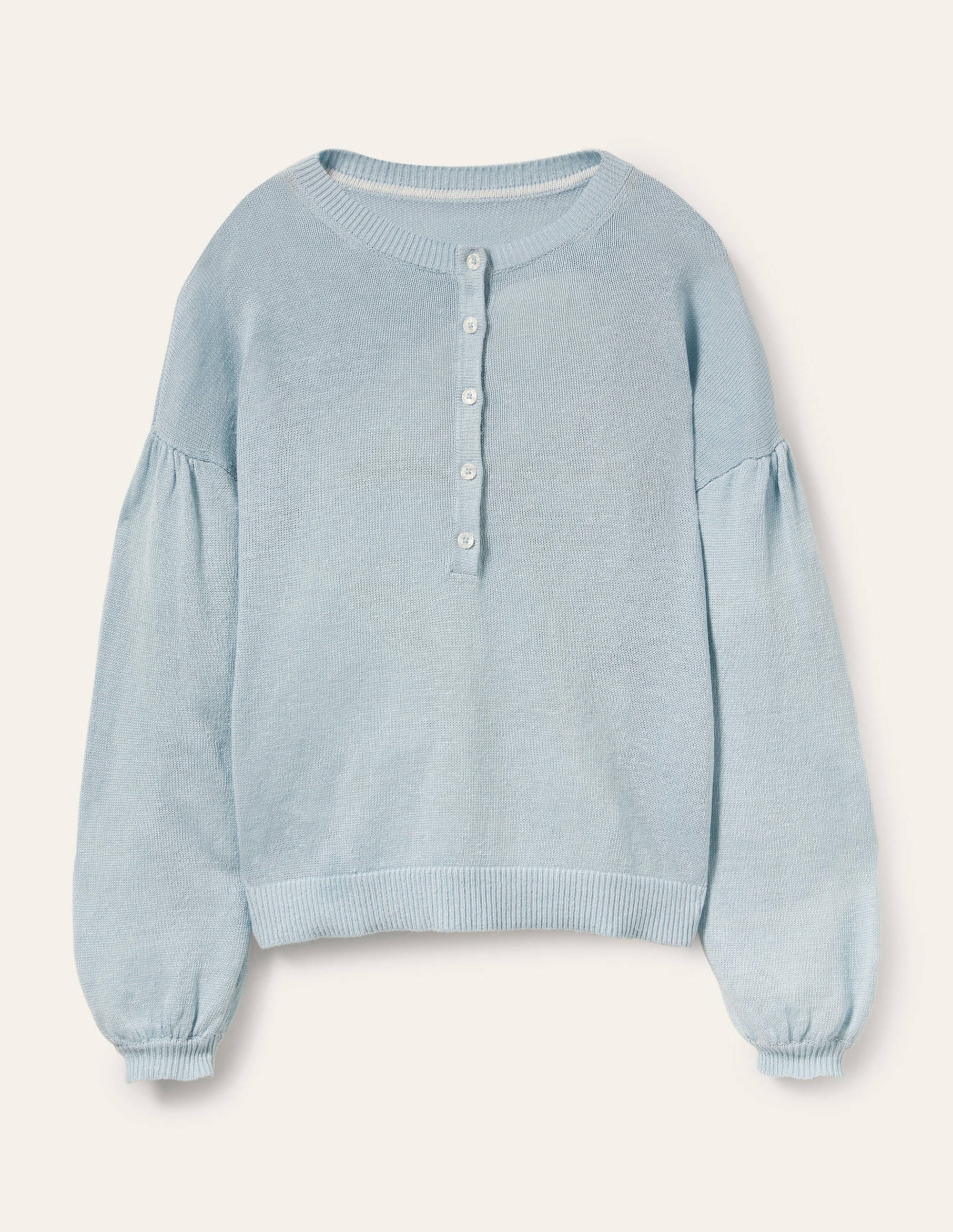 Leandra Linen Henley Jumper-Dawn Sky - Image 6