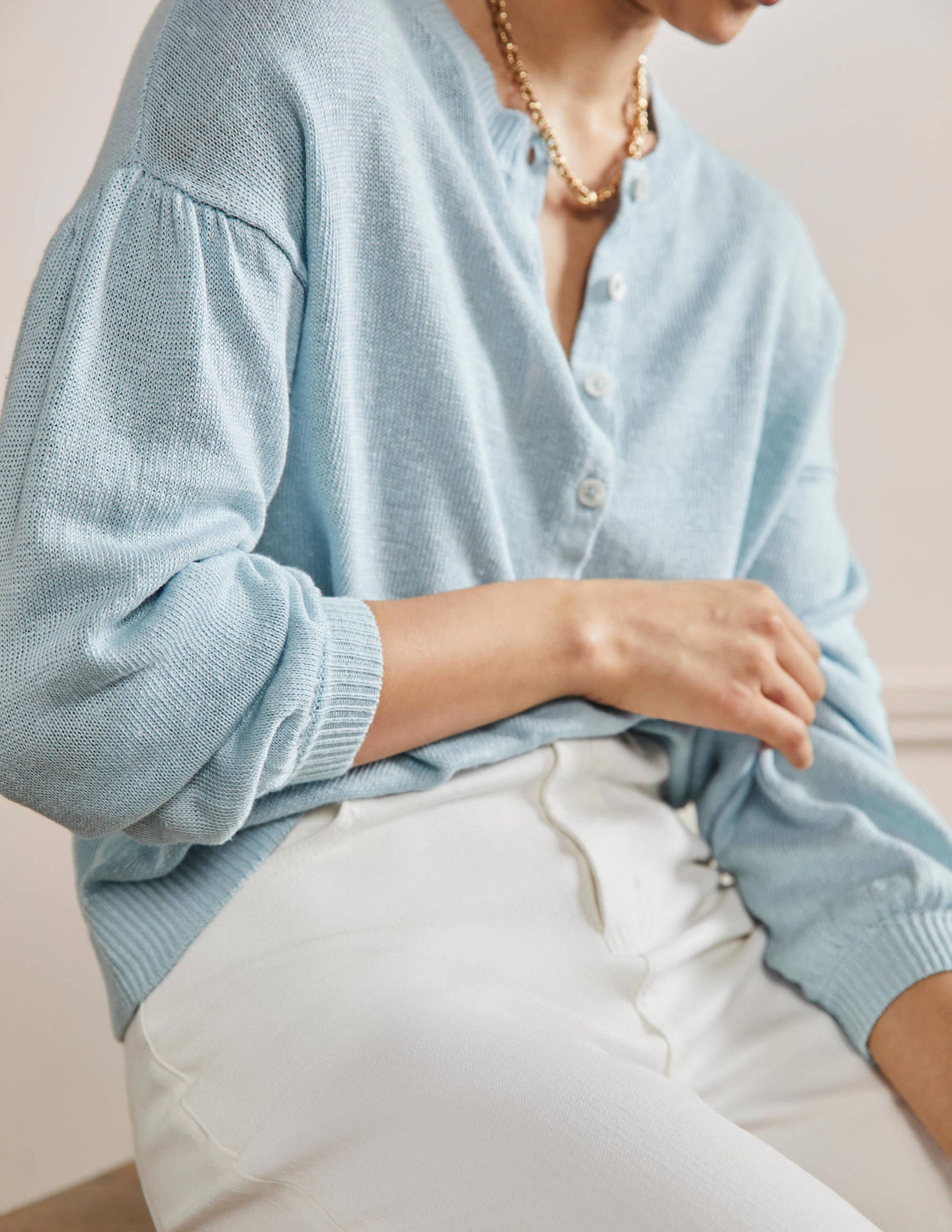 Leandra Linen Henley Jumper-Dawn Sky-2