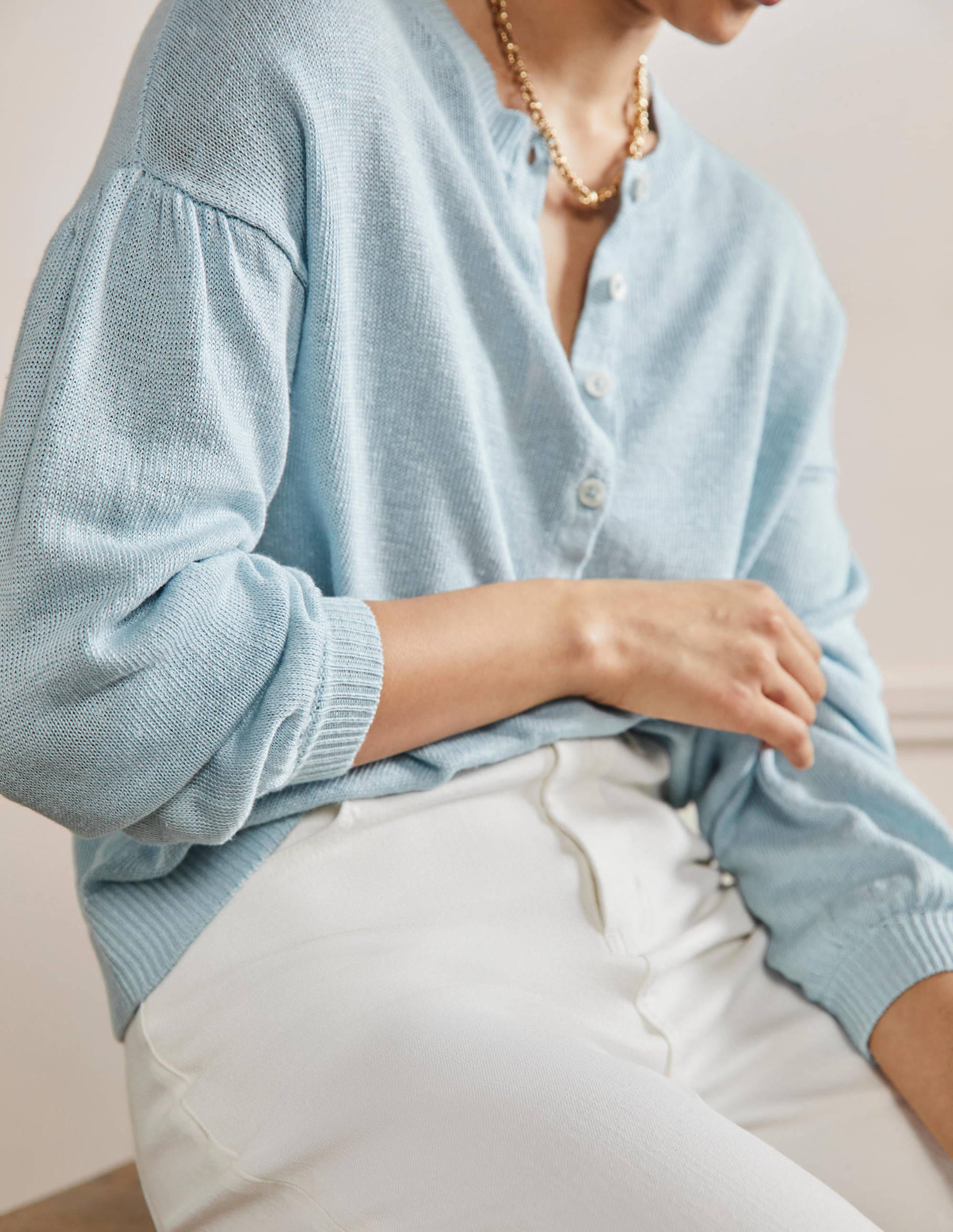 Leandra Linen Henley Jumper-Dawn Sky - Image 2