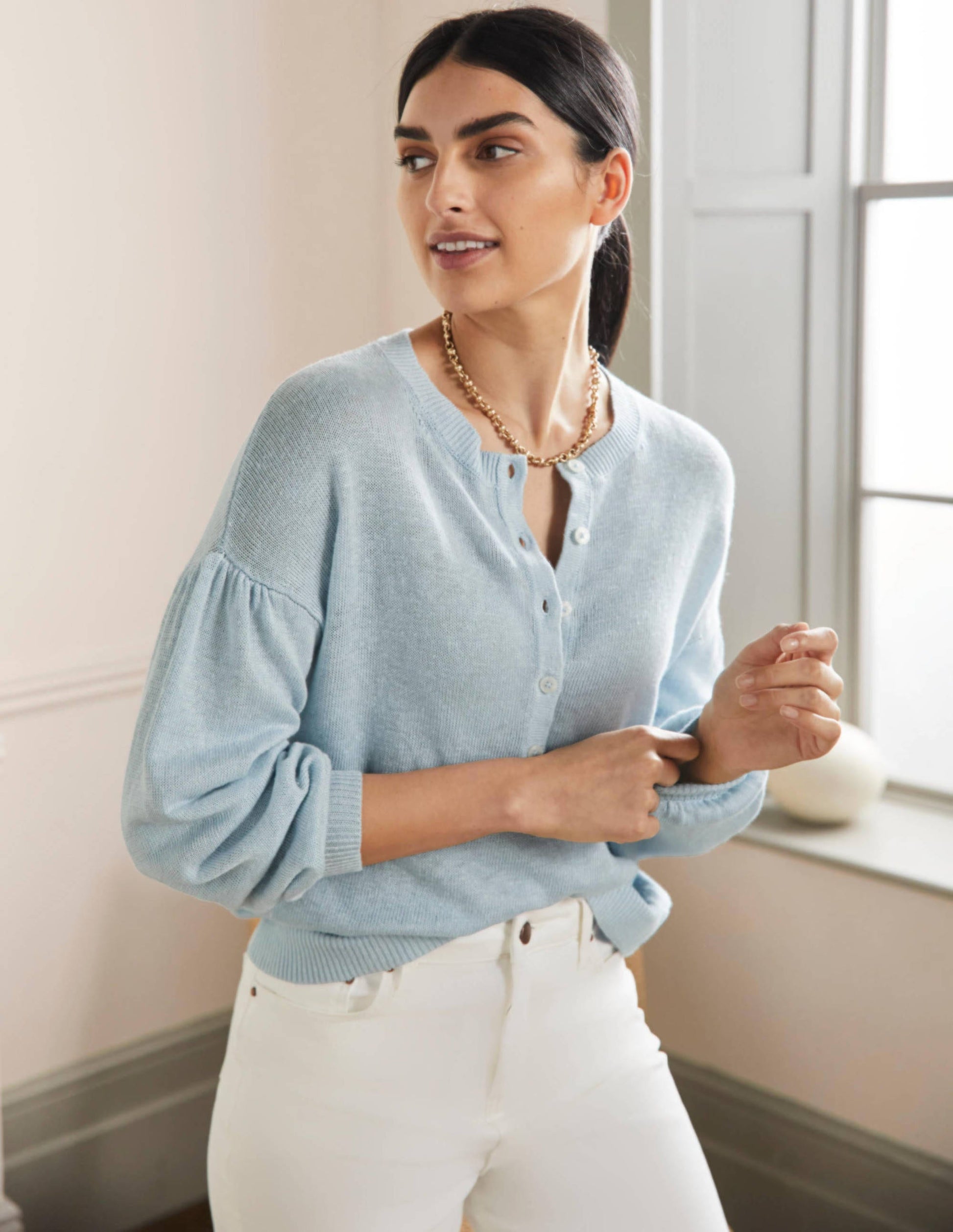 Leandra Linen Henley Jumper-Dawn Sky-4