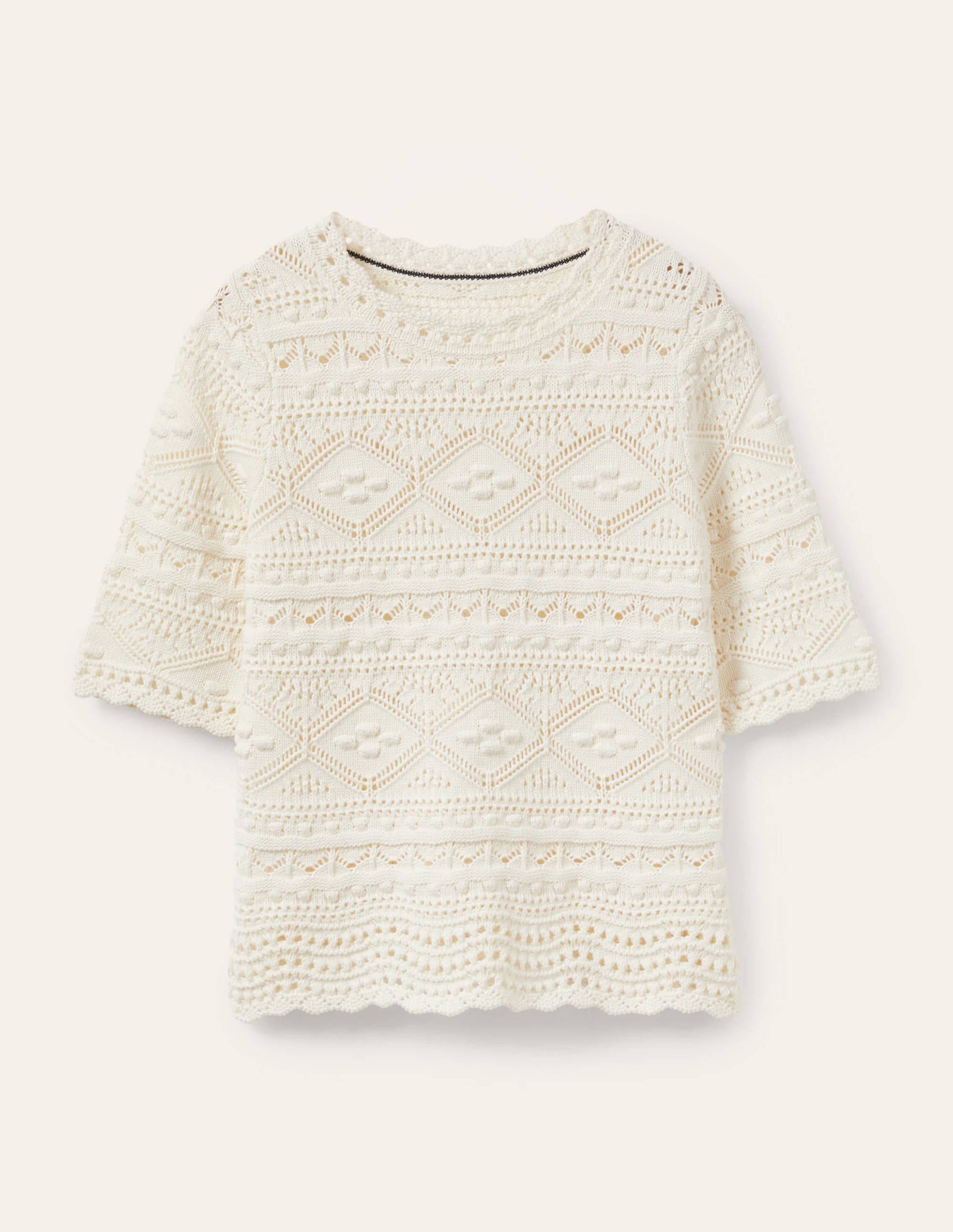 Claudia Textured Knitted Top-Ivory-5