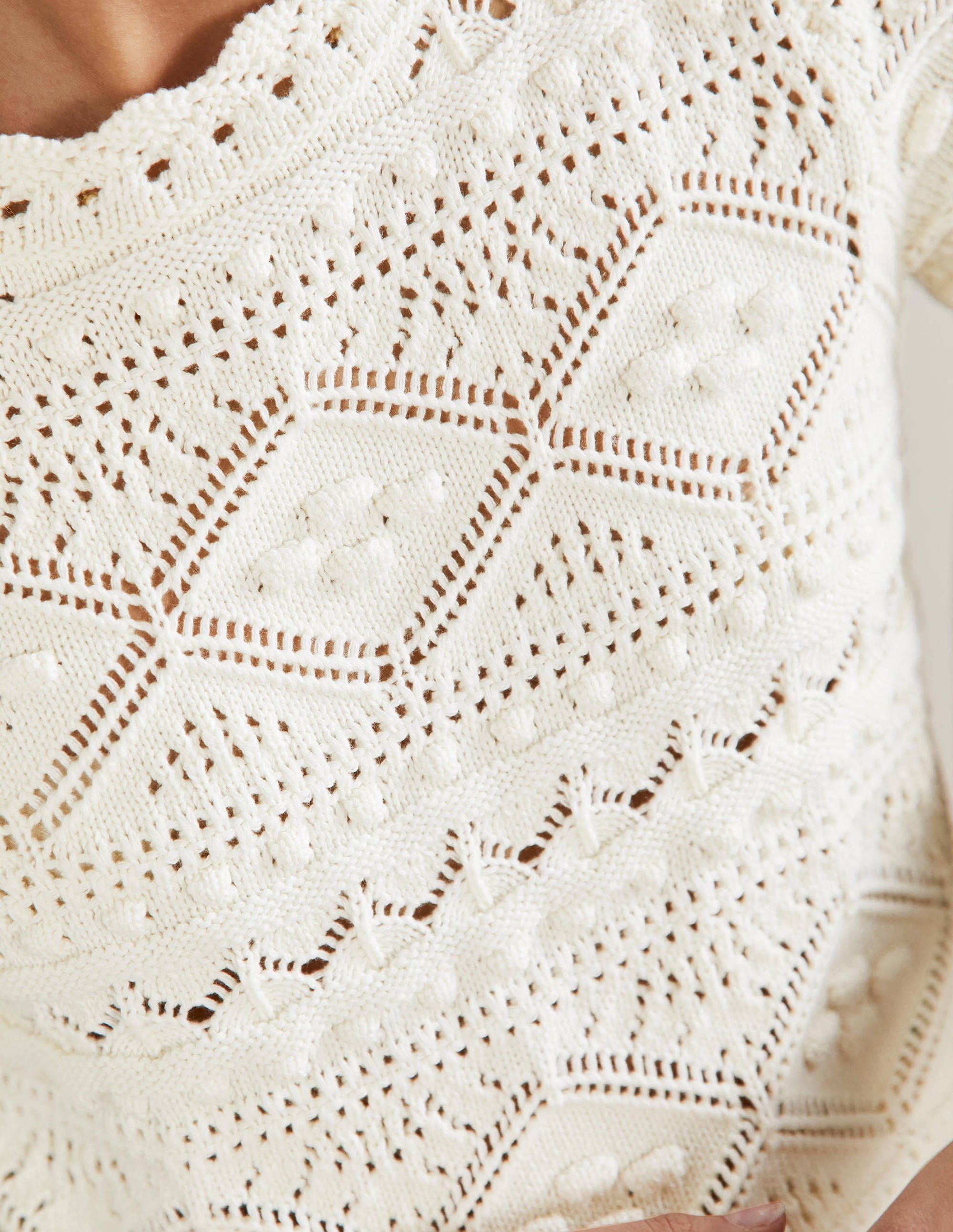 Claudia Textured Knitted Top-Ivory - Image 2