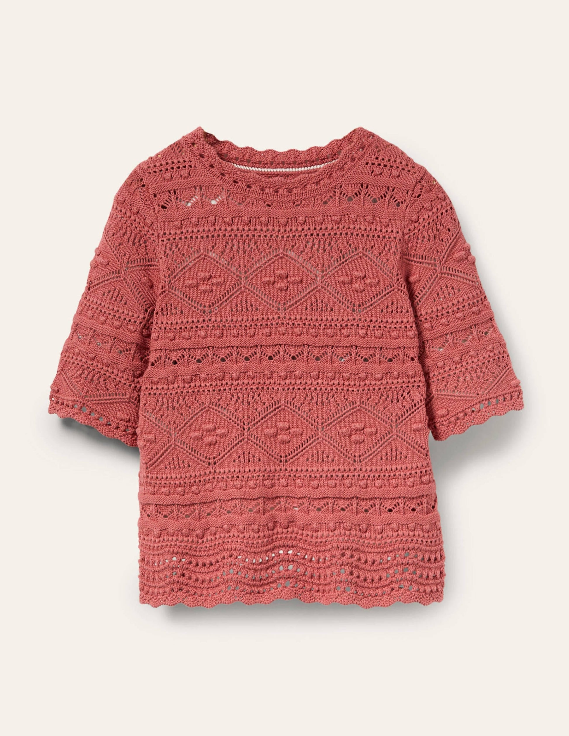 Claudia Textured Knitted Top-Dusty Red-5