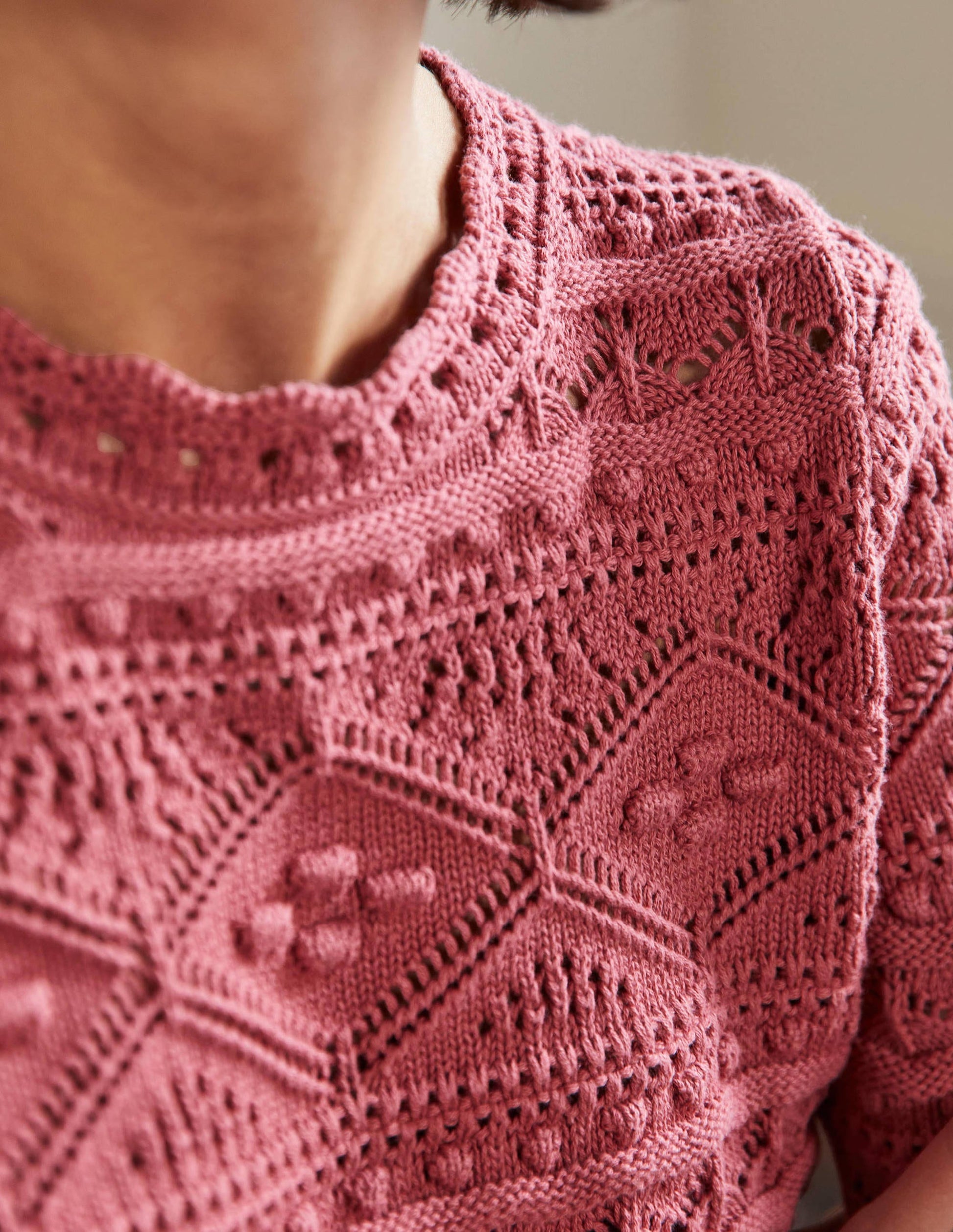 Claudia Textured Knitted Top-Dusty Red-2