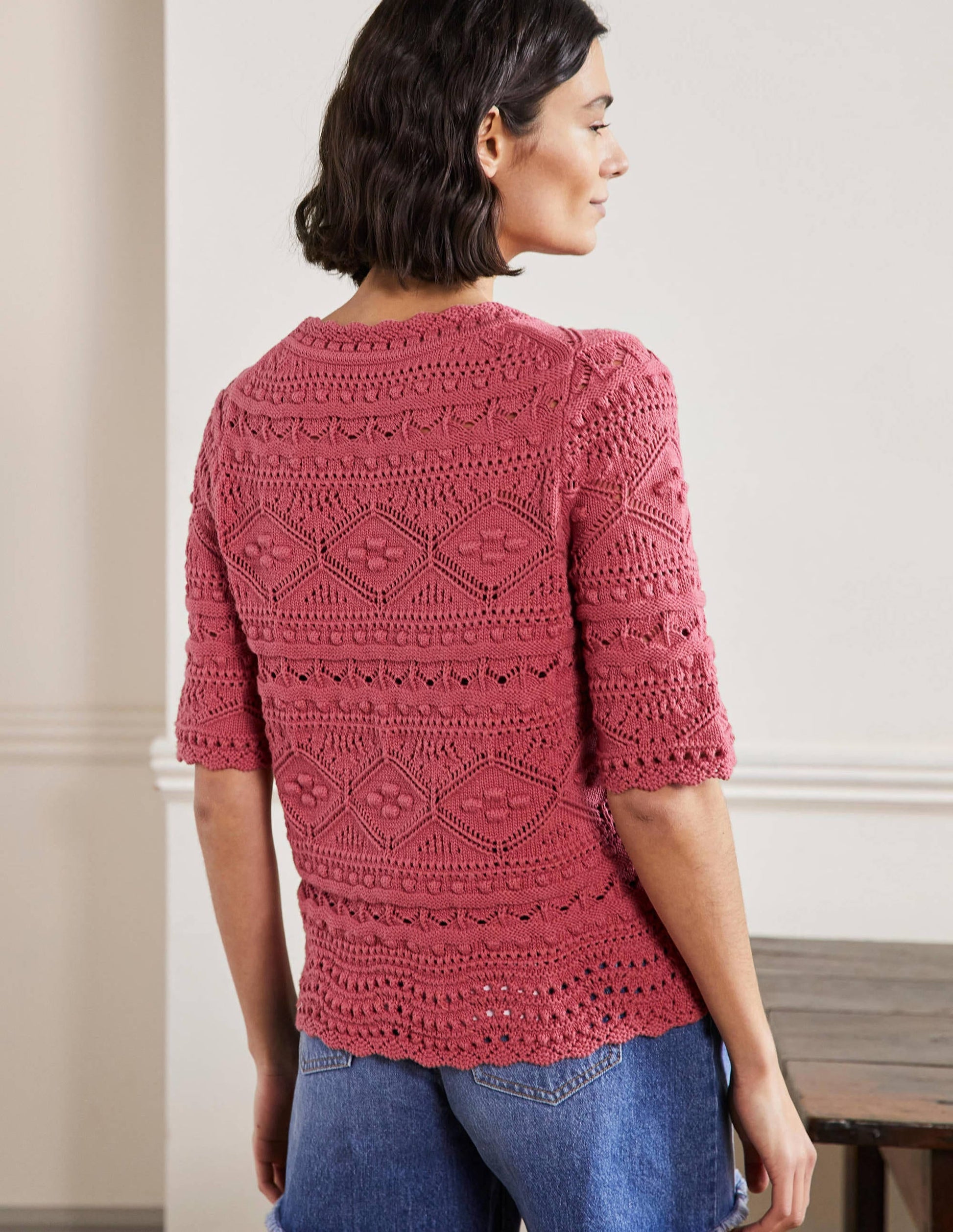 Claudia Textured Knitted Top-Dusty Red-3