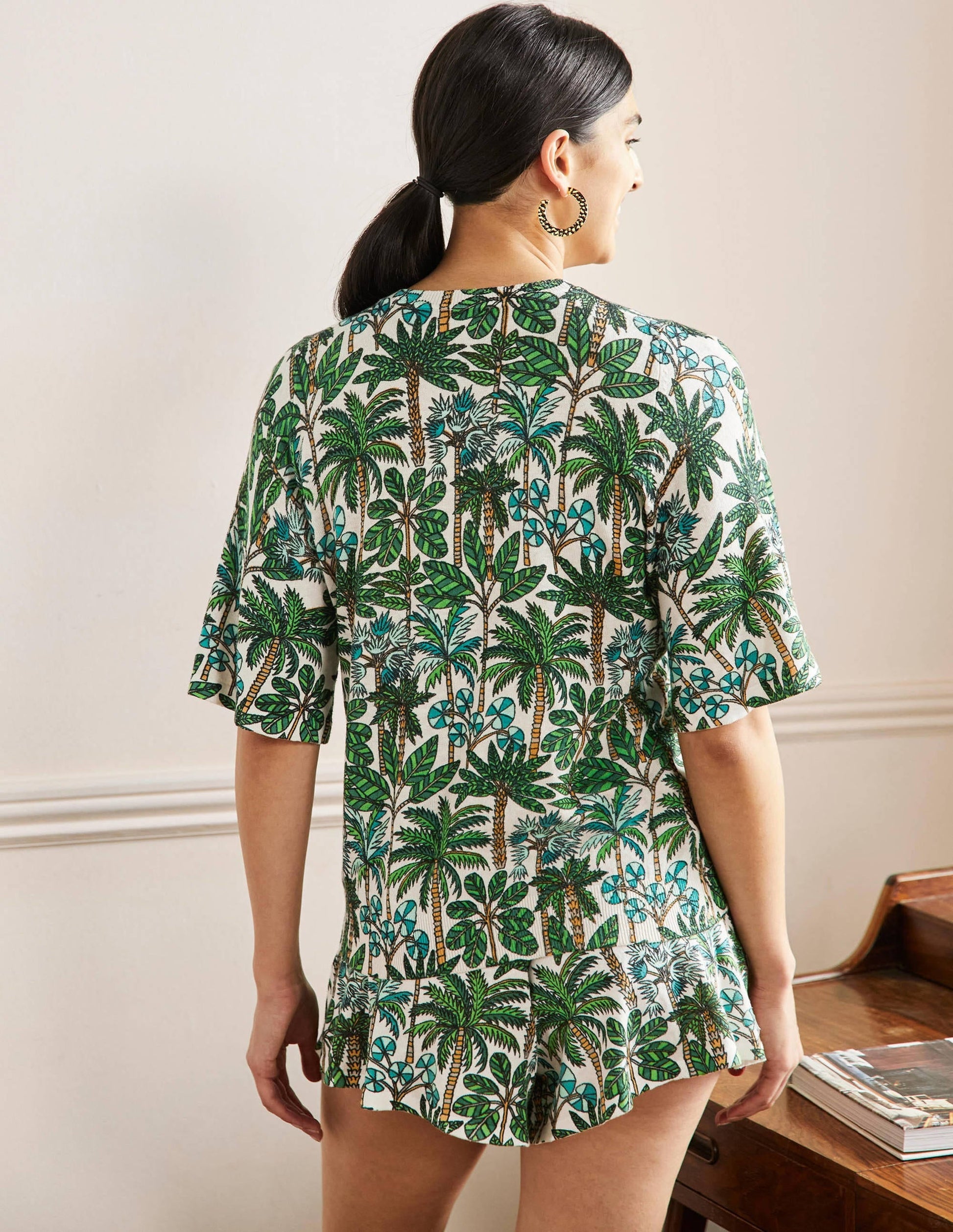 Cara Knitted T-Shirt-Ivory, Palm Forest-3