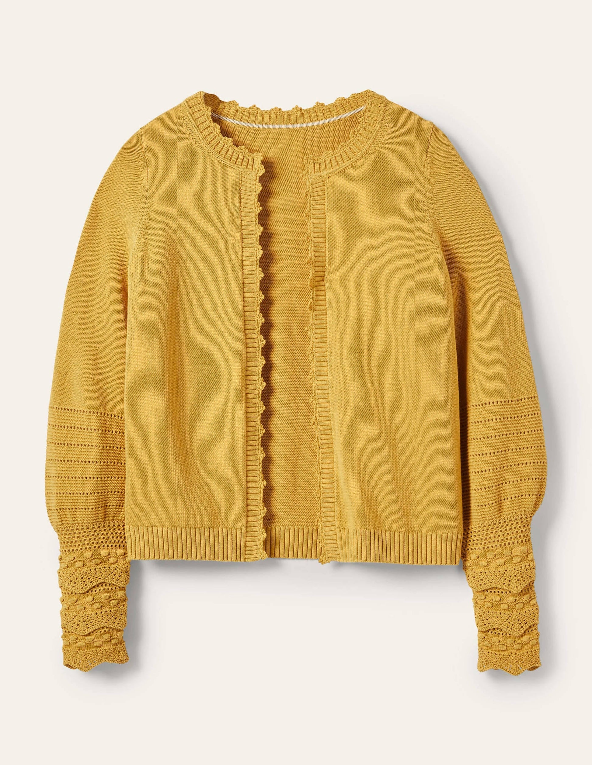 Sleeve Detail Knitted Cardigan-Butter-5