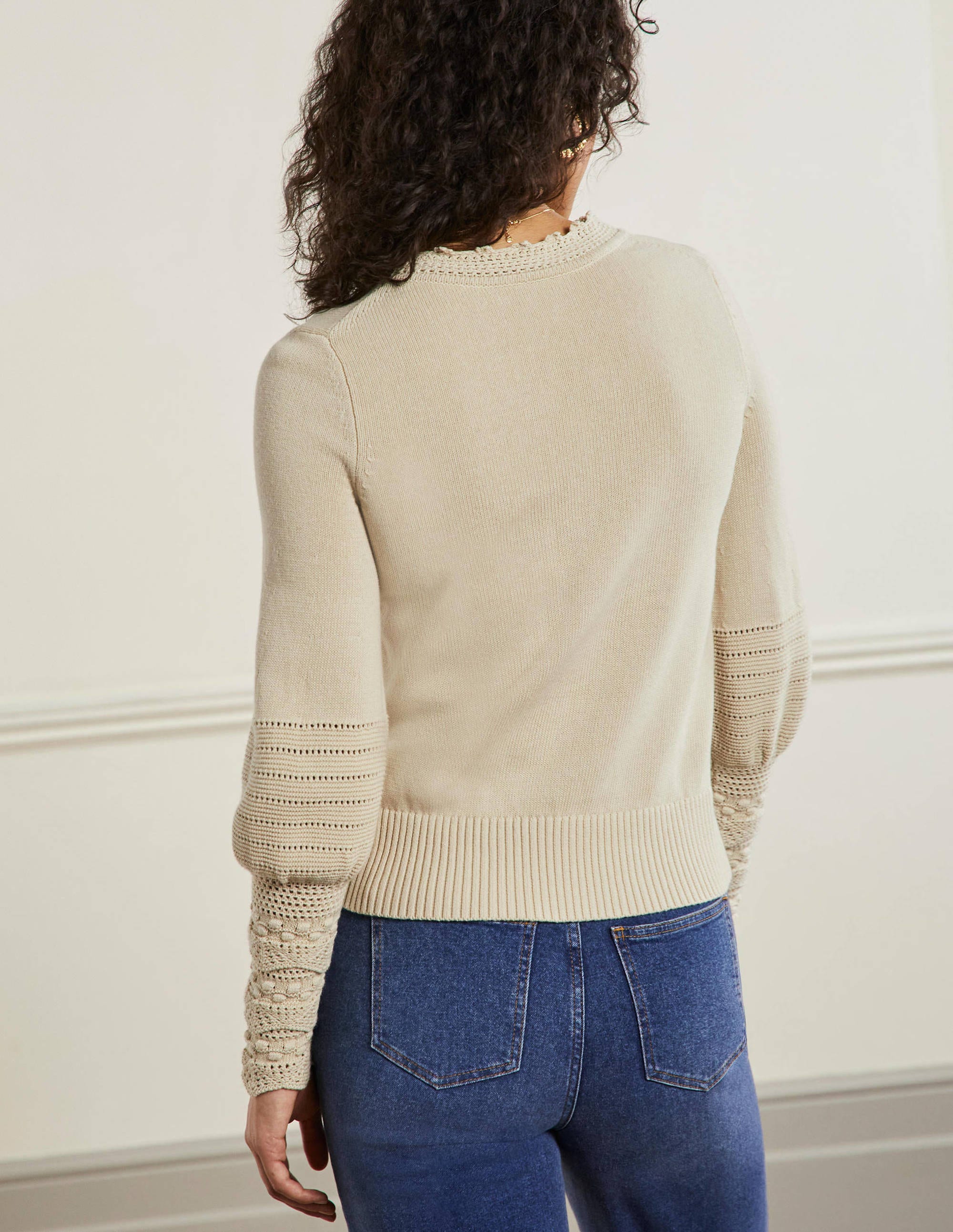 Sleeve Detail Knitted Jumper-Oatmeal - Image 3