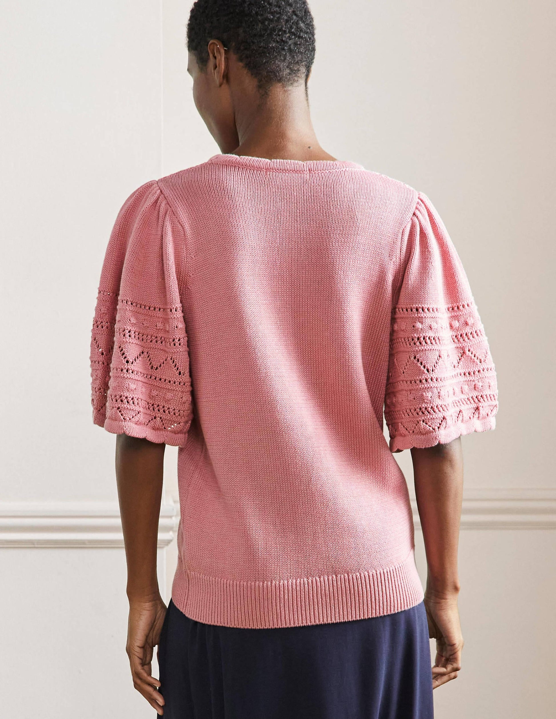 Wide Sleeve Crochet Jumper-Formica Pink-3