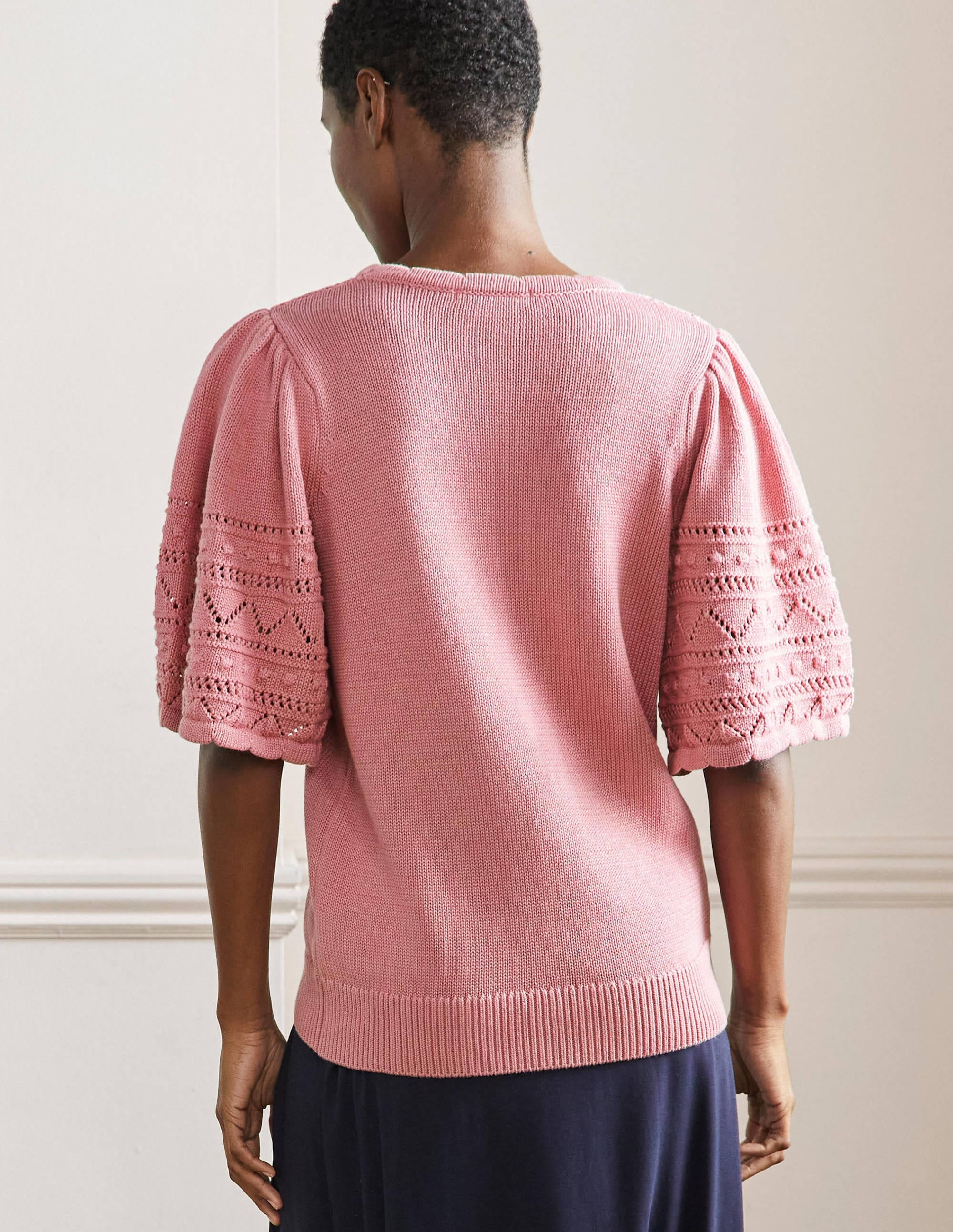 Wide Sleeve Crochet Jumper-Formica Pink - Image 3