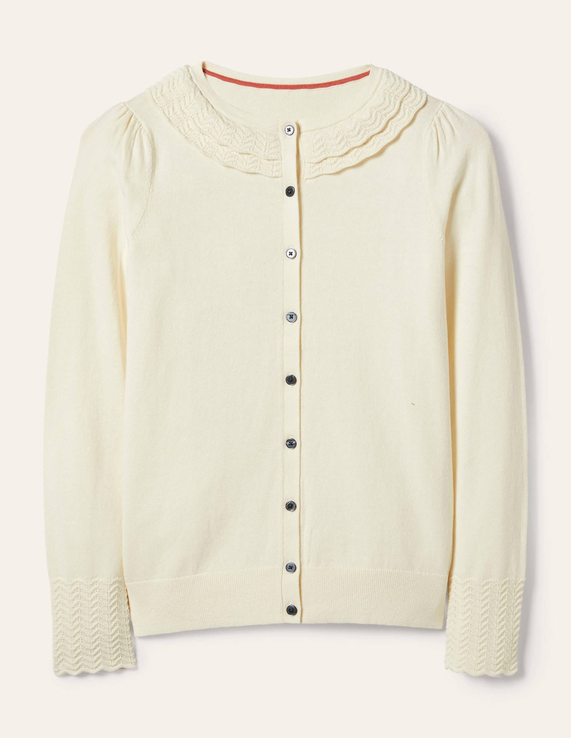 Collar Detail Cardigan-Ivory - Image 5
