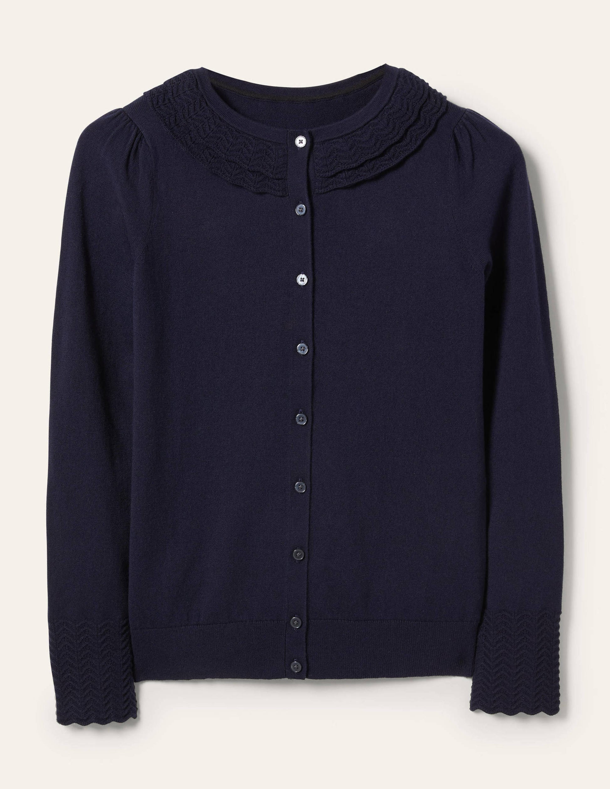 Collar Detail Cardigan-Navy-5