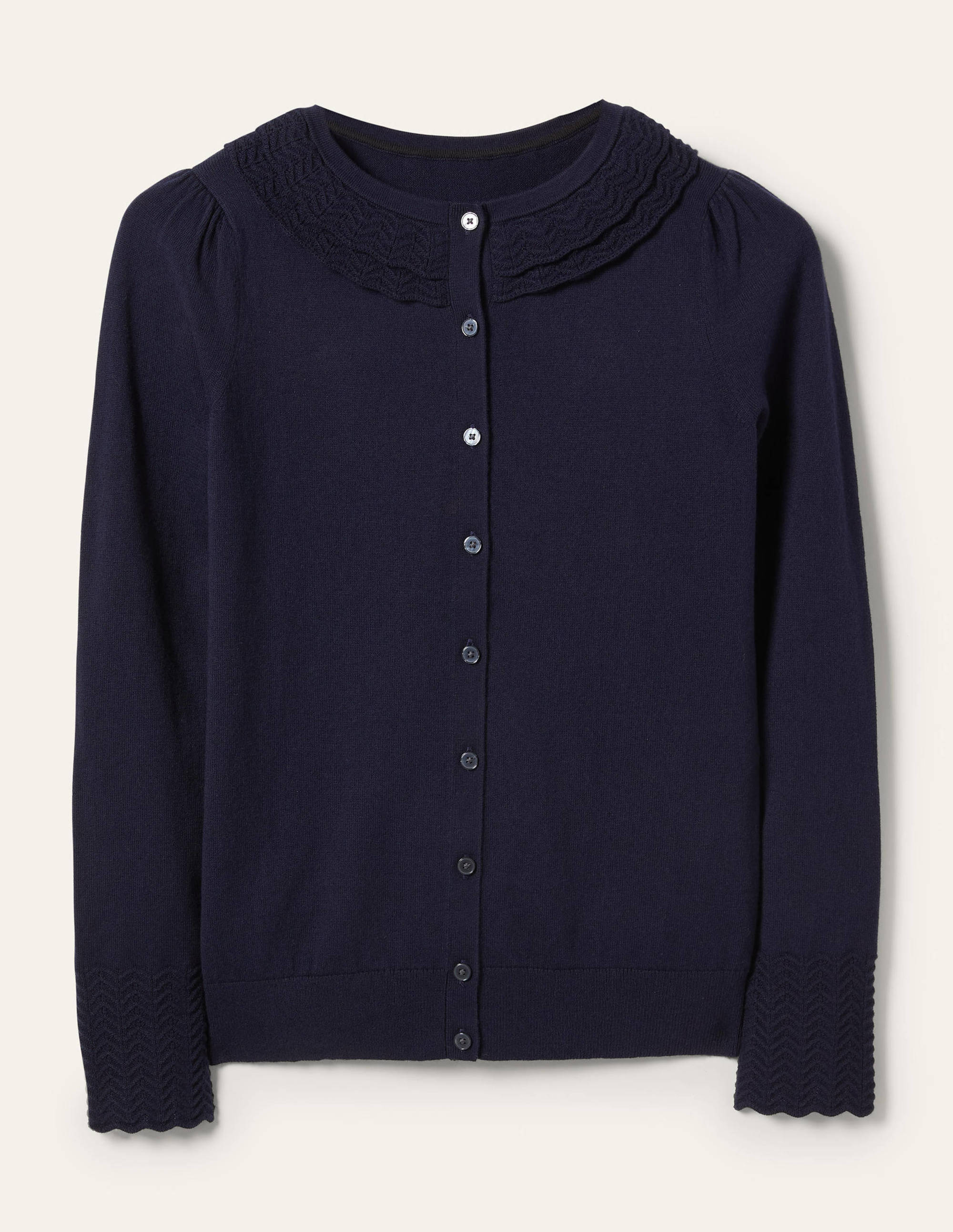 Collar Detail Cardigan-Navy - Image 5