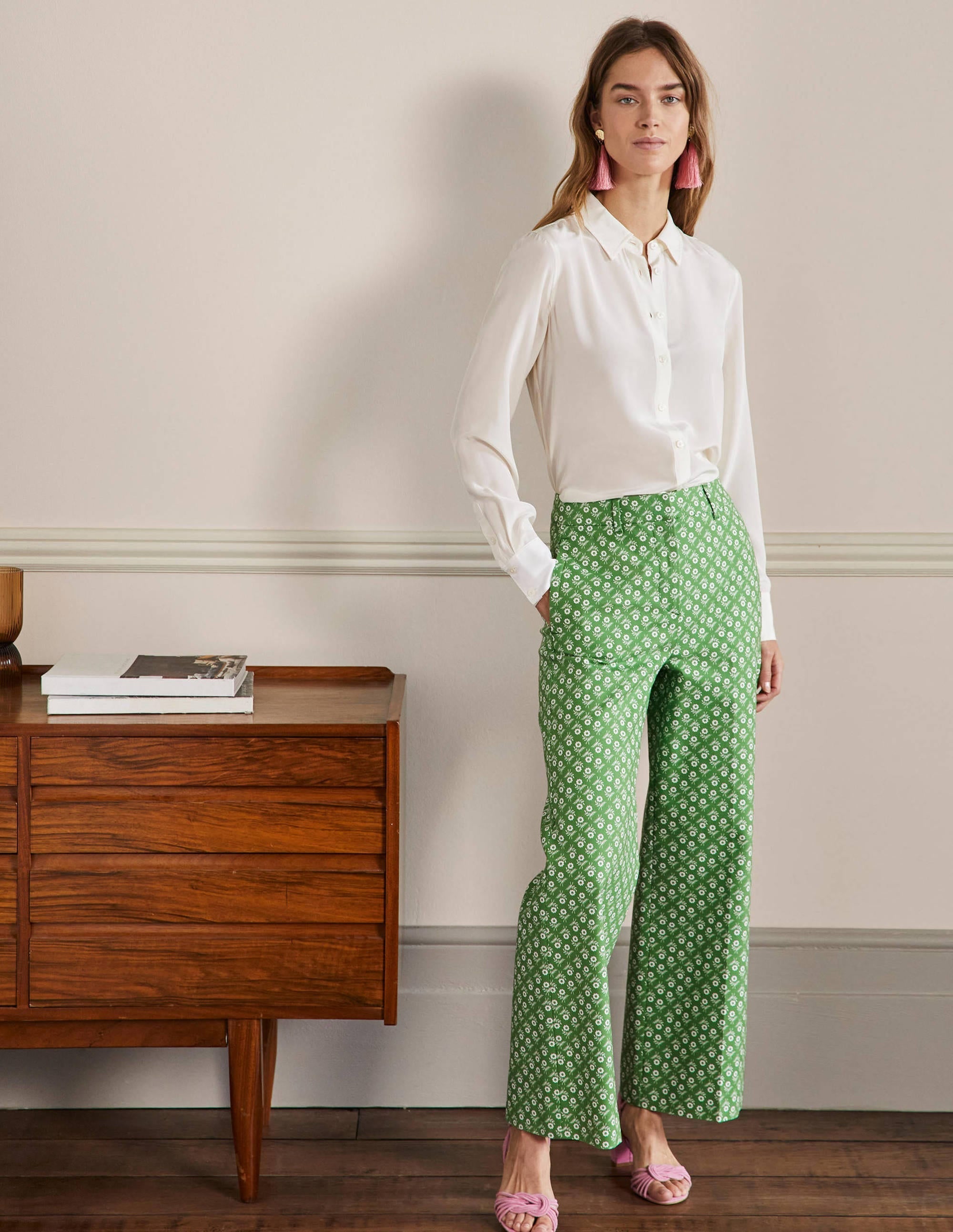 High Waisted Richmond Trousers-English Ivy, Loose Sprig - Image 1