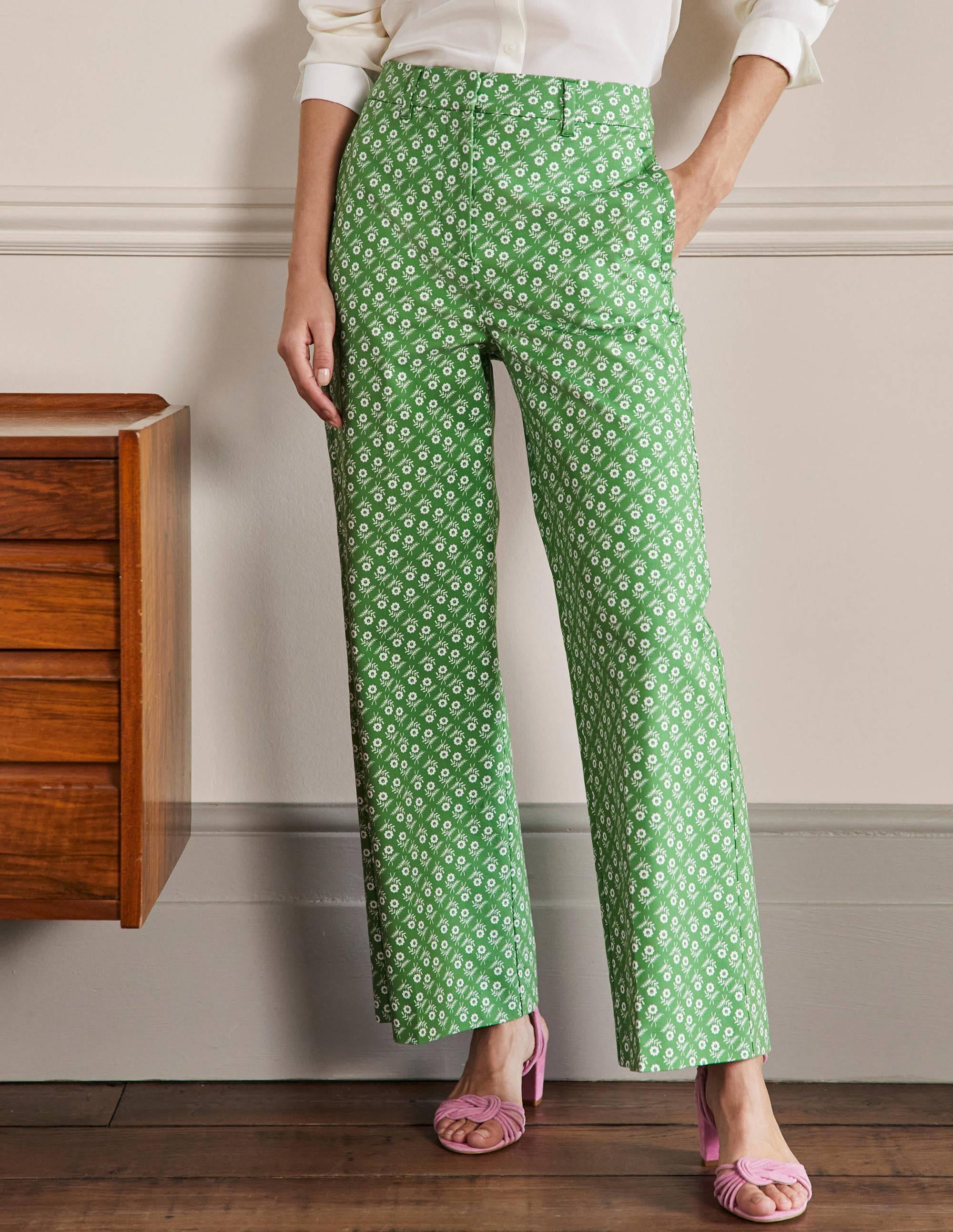 High Waisted Richmond Trousers-English Ivy, Loose Sprig - Image 2